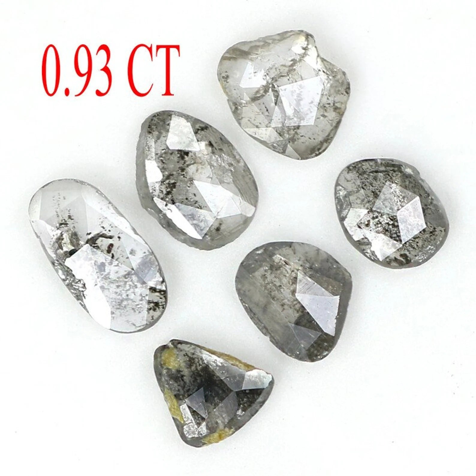 0.93 CT Natural Loose Slice Cut Diamond Salt And Pepper Slice Cut Diamond 3.65 MM Natural Loose Slice Cut Black Grey Color Diamond NQ1641