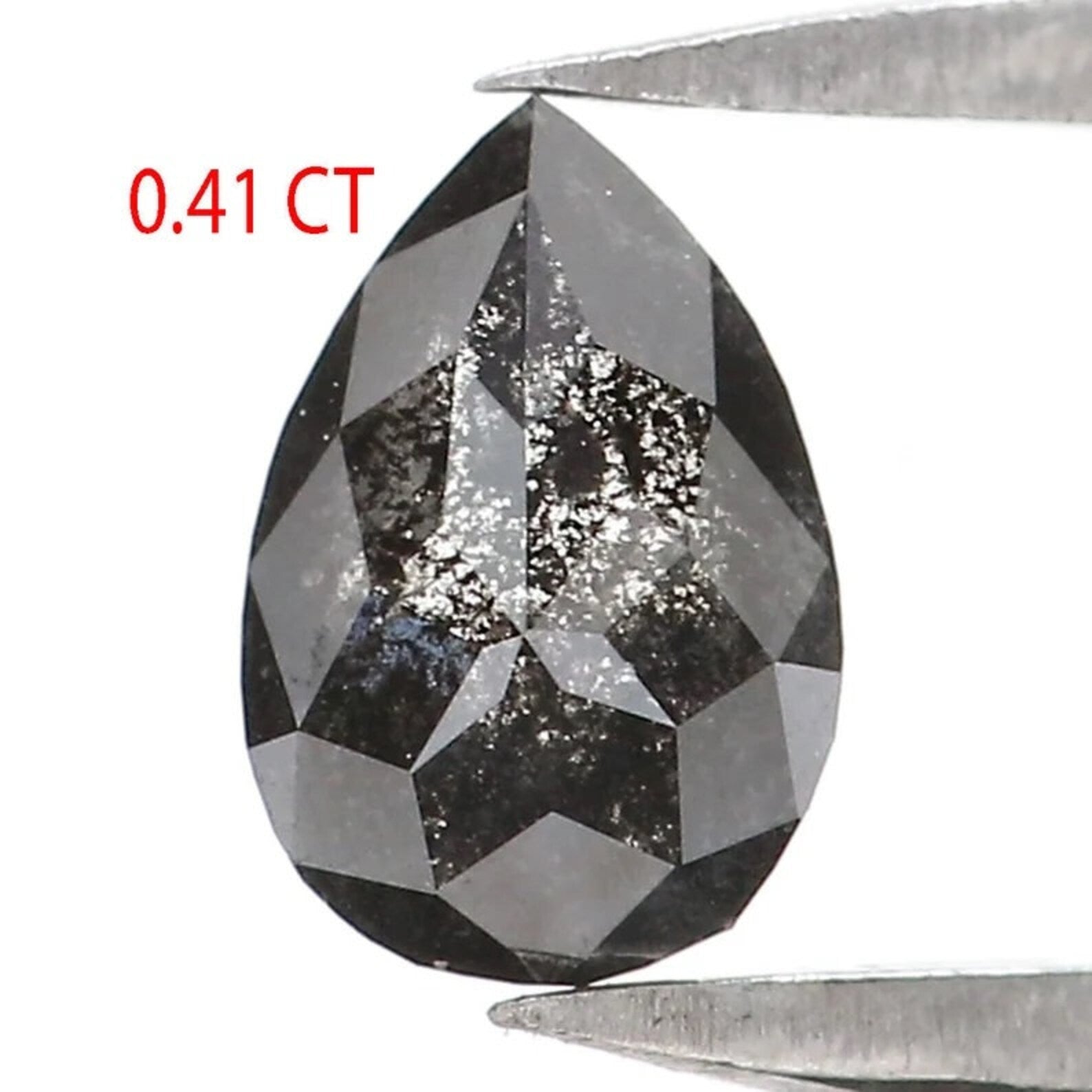 0.41 CT Natural Loose Pear Shape Diamond Salt And Pepper Pear Diamond 6.10 MM Natural Diamond Black Grey Color Pear Rose Cut Diamond NQ2142