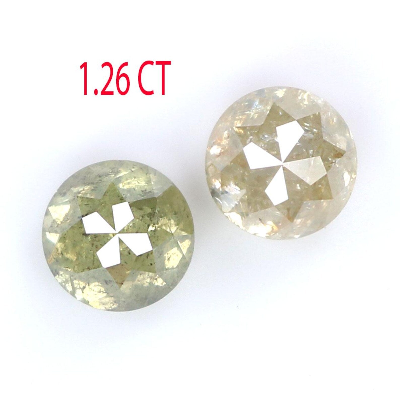 1.26 CT Natural Loose Round Cut Pair Diamond Grey Color Round Shape Diamond 4.75 MM Natural Loose Green Color Round Rose Cut Diamond NQ1965