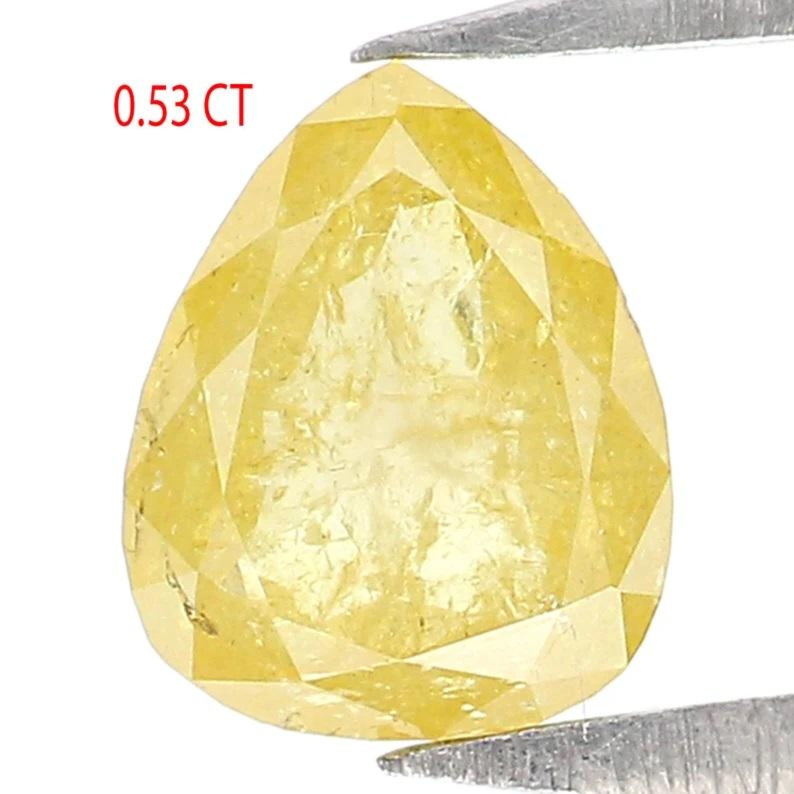 0.53 CT Natural Loose Pear Shape Diamond Yellow Color Pear Diamond 5.95 MM Natural Loose Diamond Yellow Color Pear Rose Cut Diamond NQ1975
