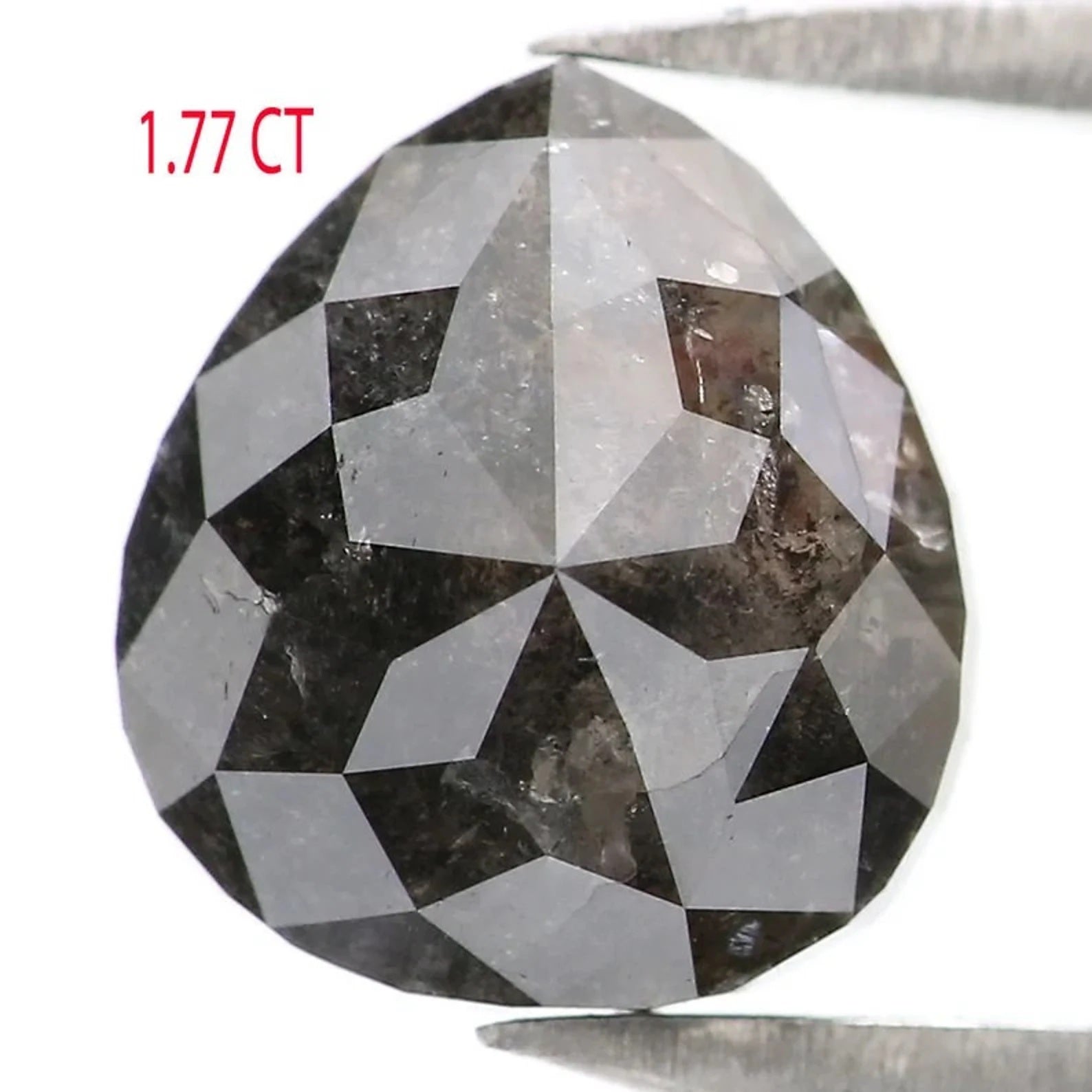 1.77 Ct Natural Loose Pear Shape Diamond Salt And Pepper Pear Diamond 7.60 MM Natural Diamond Black Grey Color Pear Rose Cut Diamond NQ8984
