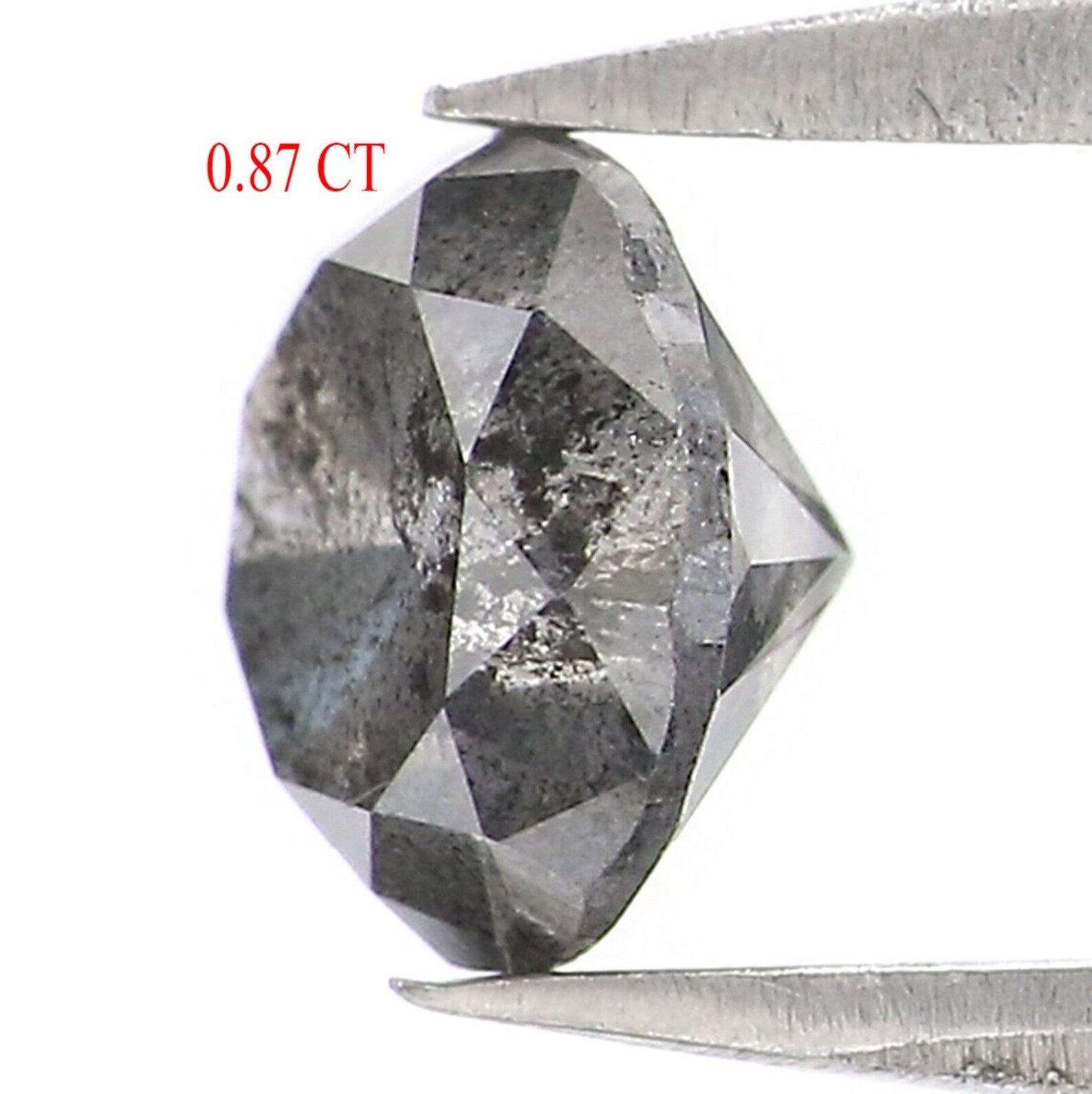 0.87 Ct Natural Loose Round Brilliant Cut Diamond Salt And Pepper Round Diamond 5.80 MM Natural Black Grey Color Round Cut Diamond QN9369