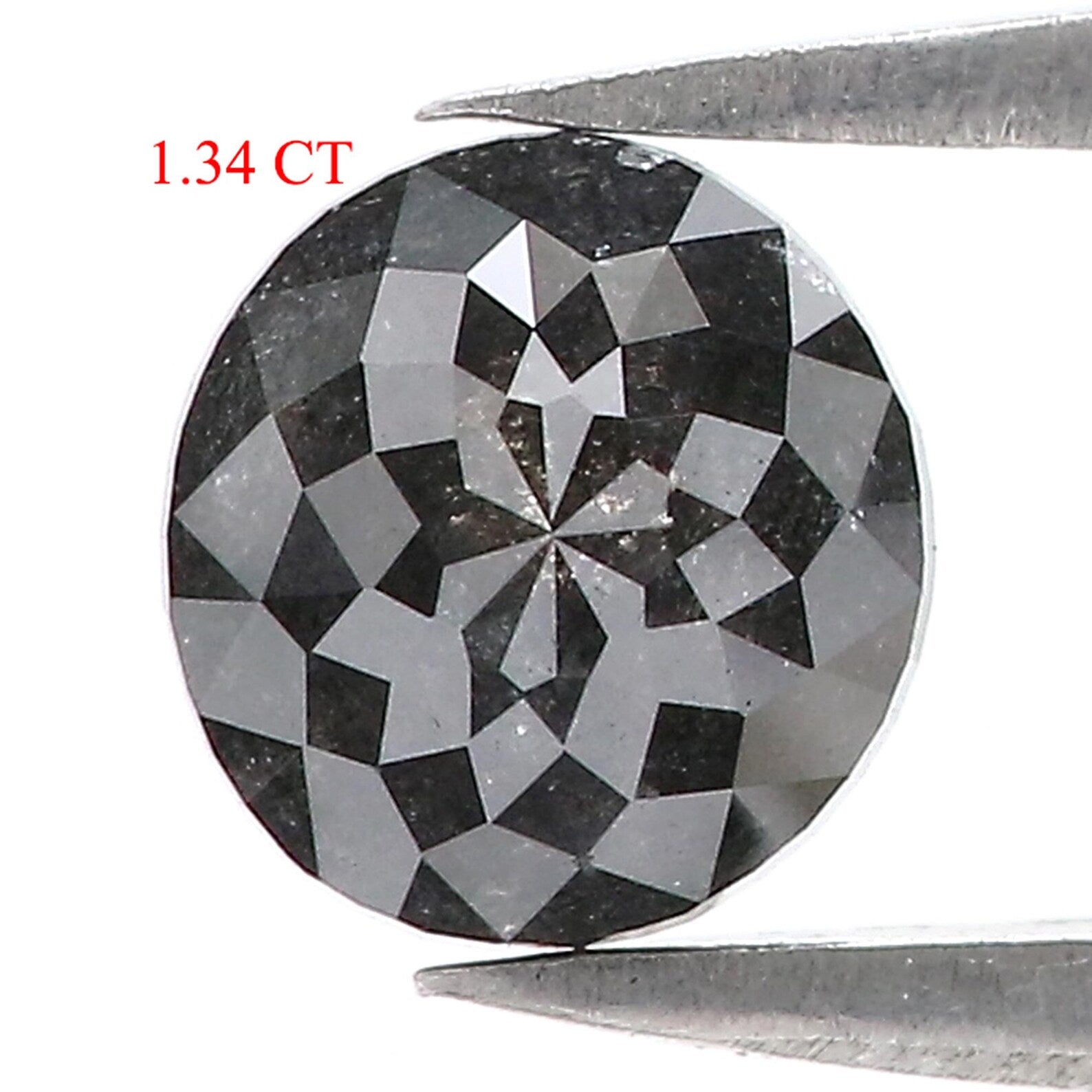 1.34 CT Natural Loose Round Shape Diamond Salt And Pepper Round Cut Diamond 6.50 MM Natural Black Grey Color Round Rose Cut Diamond NQ8073