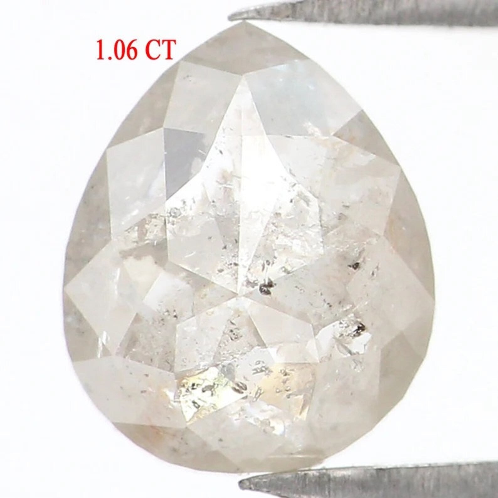 1.06 CT Natural Loose Pear Shape Diamond Grey Color Pear Cut Diamond 7.80 MM Natural Loose Diamond Grey Color Pear Rose Cut Diamond QN8862