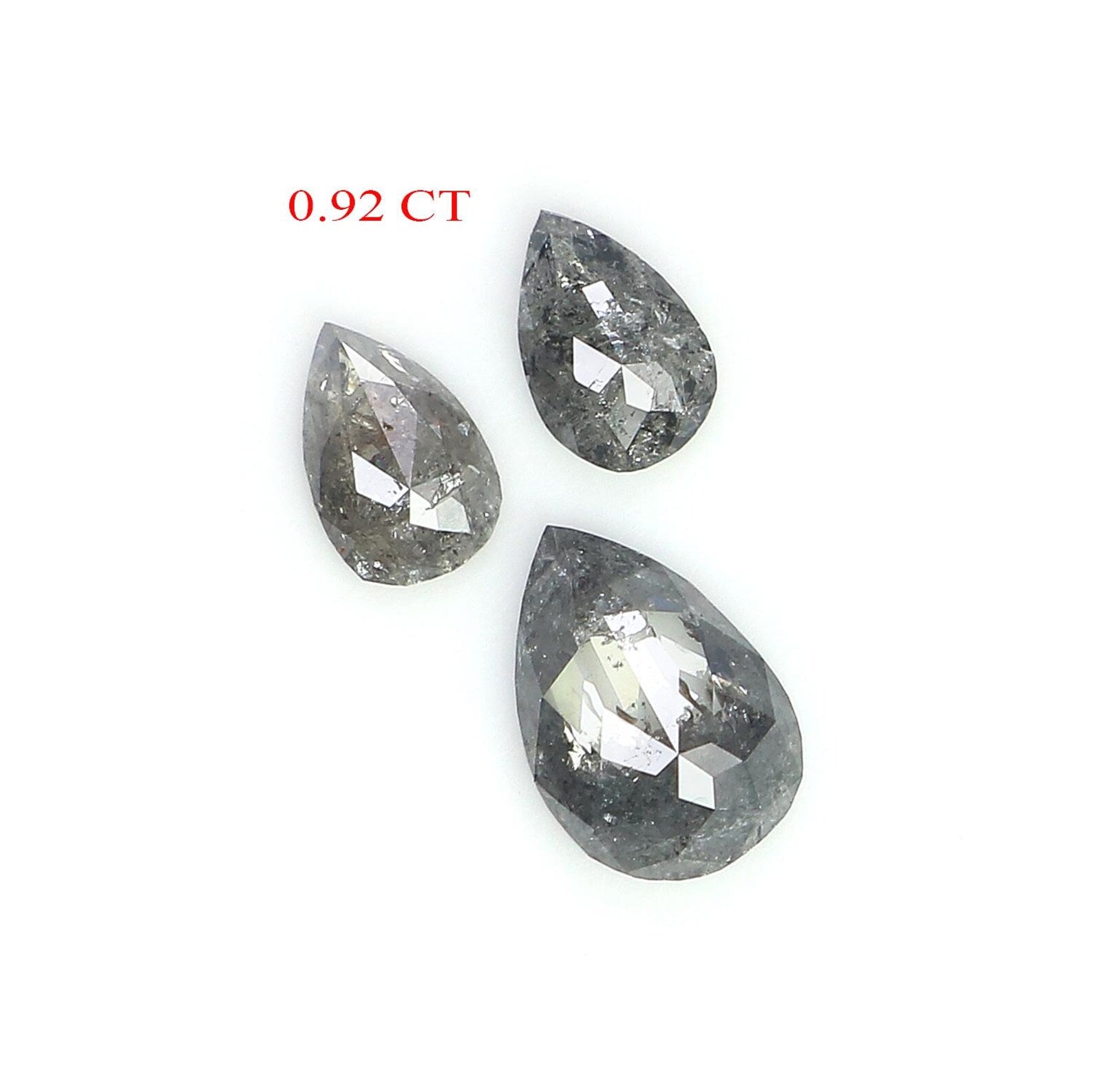 0.92 CT Natural Loose Pear Shape Diamond Salt And Pepper Pear Diamond 6.35 MM Natural Diamond Black Grey Color Pear Rose Cut Diamond NQ2428