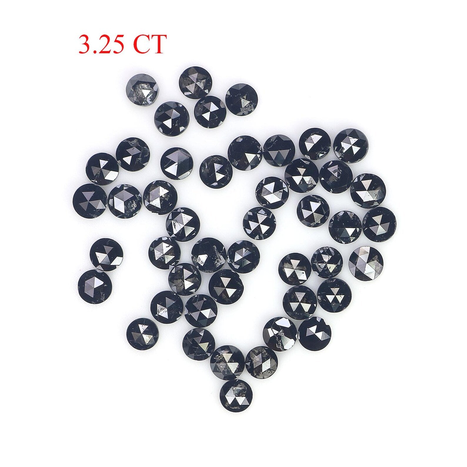 3.25 CT Natural Loose Round Shape Diamond Black Color Round Diamond 2.60 MM Natural Loose Diamond Black Color Round Rose Cut Diamond NQ1797