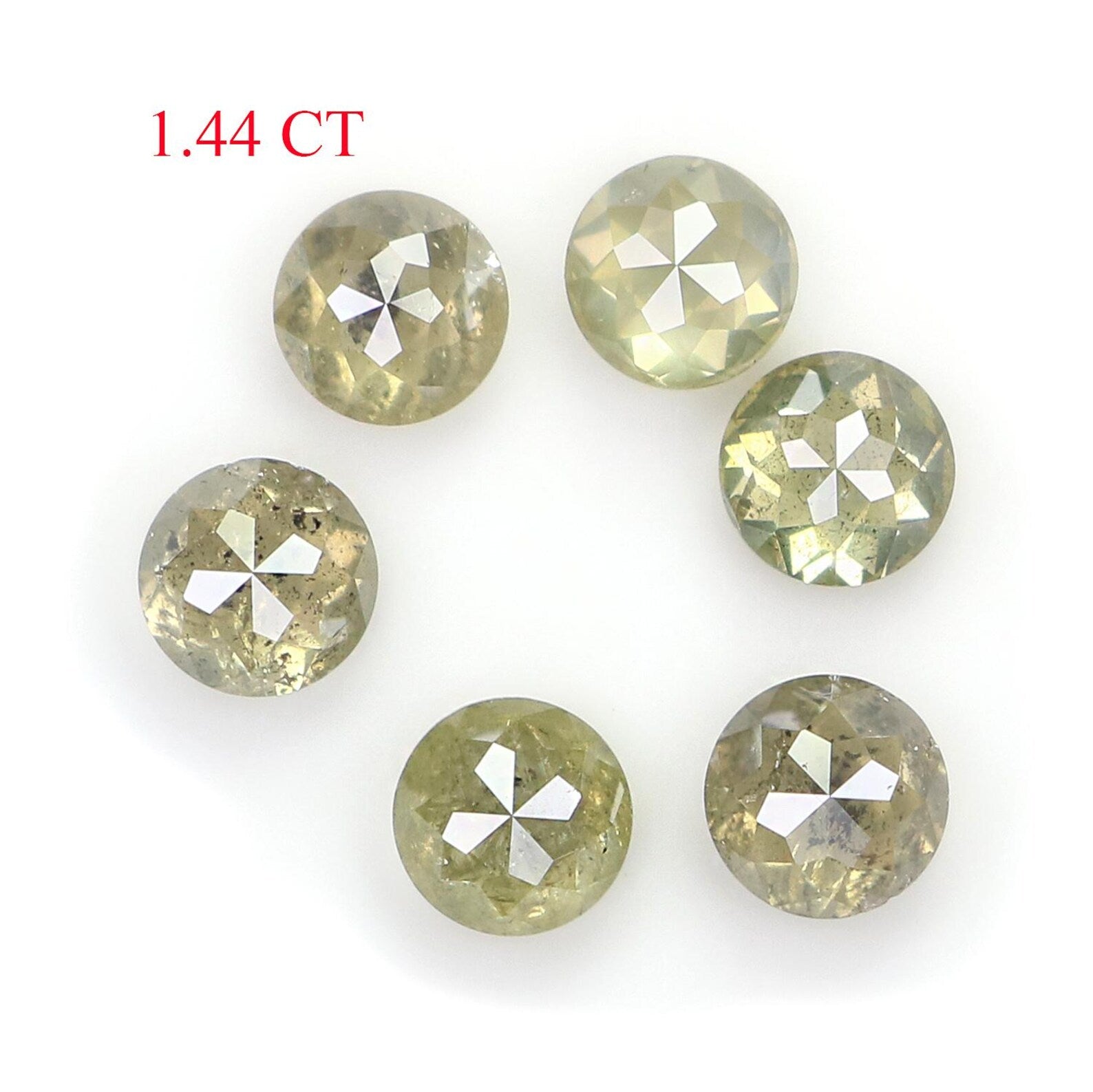1.44 CT Natural Loose Round Shape Diamond Grey Color Round Diamond 3.50 MM Natural Loose Diamond Green Color Round Rose Cut Diamond NQ658
