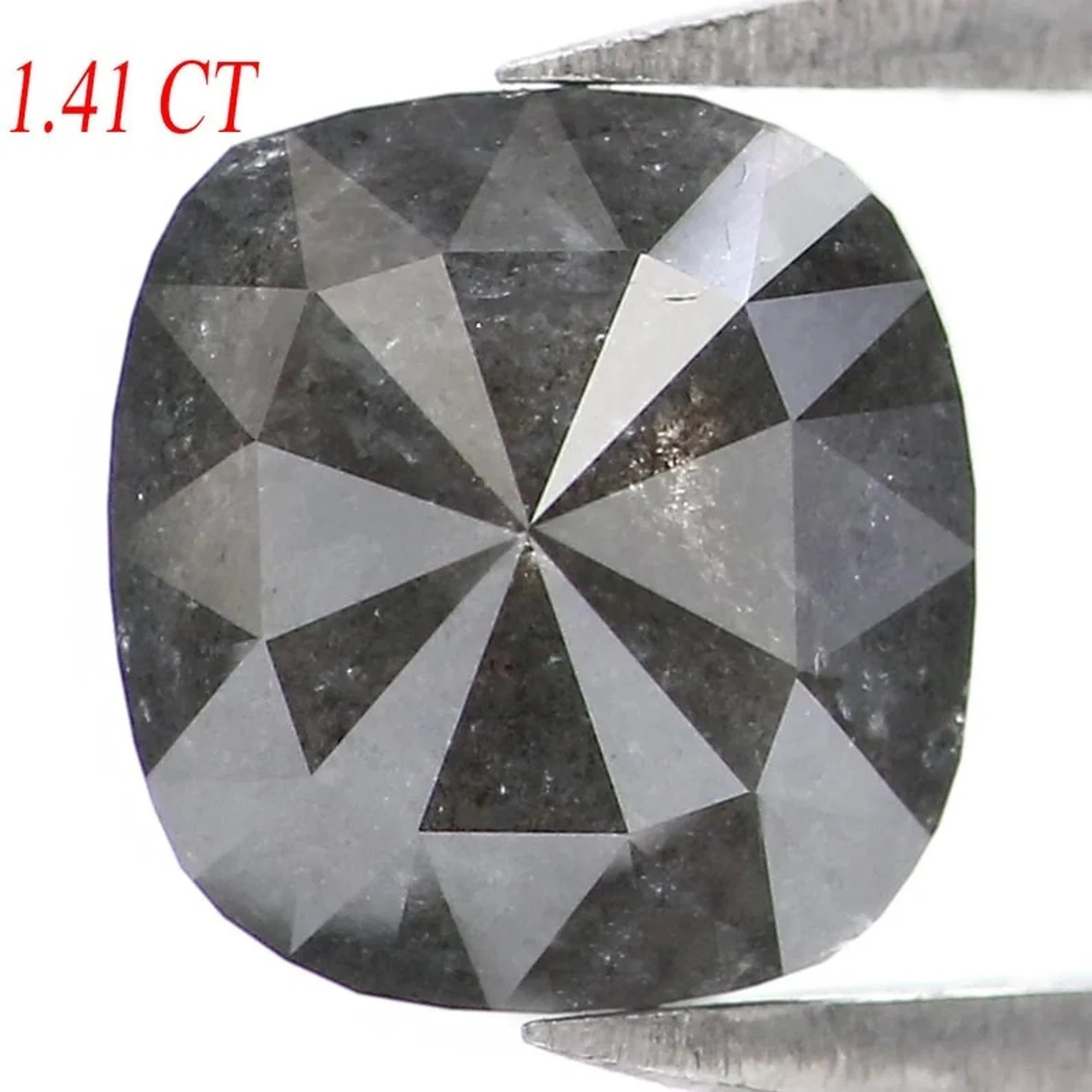 1.41 CT Natural Loose Cushion Shape Diamond Salt And Pepper Cushion Cut Diamond 6.80 MM Natural Black Color Cushion Rose Cut Diamond NQ9062