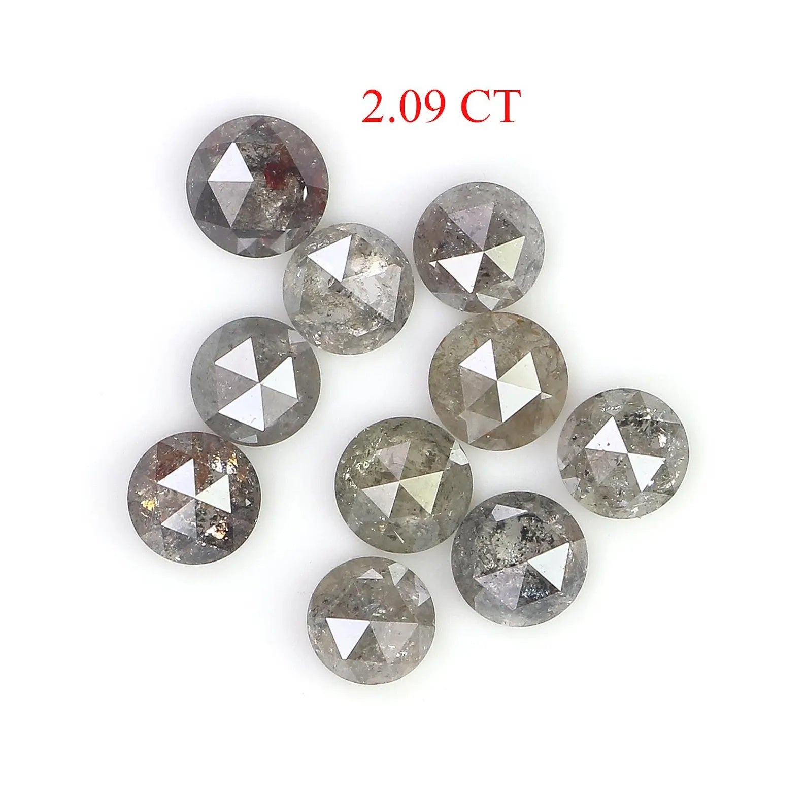 2.09 Ct Natural Loose Round Shape Diamond Salt And Pepper Round Cut Diamond 3.55 MM Natural Black Grey Color Round Rose Cut Diamond NQ2084
