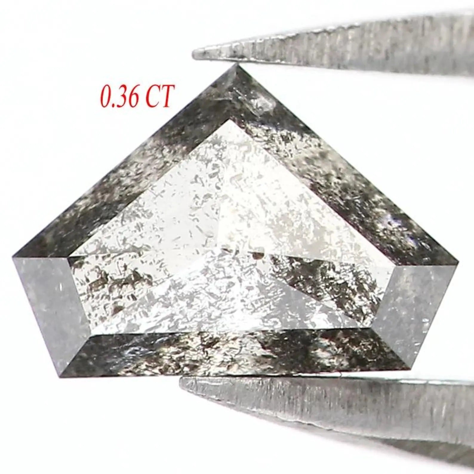 0.36 CT Natural Loose Shield Shape Diamond Salt And Pepper Shield Diamond 3.90 MM Natural Black Grey Color Shield Rose Cut Diamond NQ7289