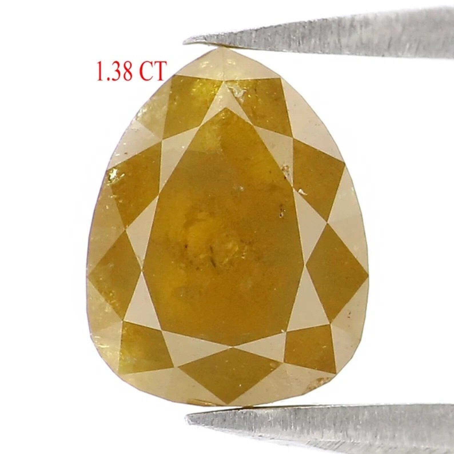 1.38 Ct Natural Loose Pear Shape Diamond Yellow Color Pear Cut Diamond 7.45 MM Natural Diamond Yellow Color Pear Rose Cut Diamond NQ9350