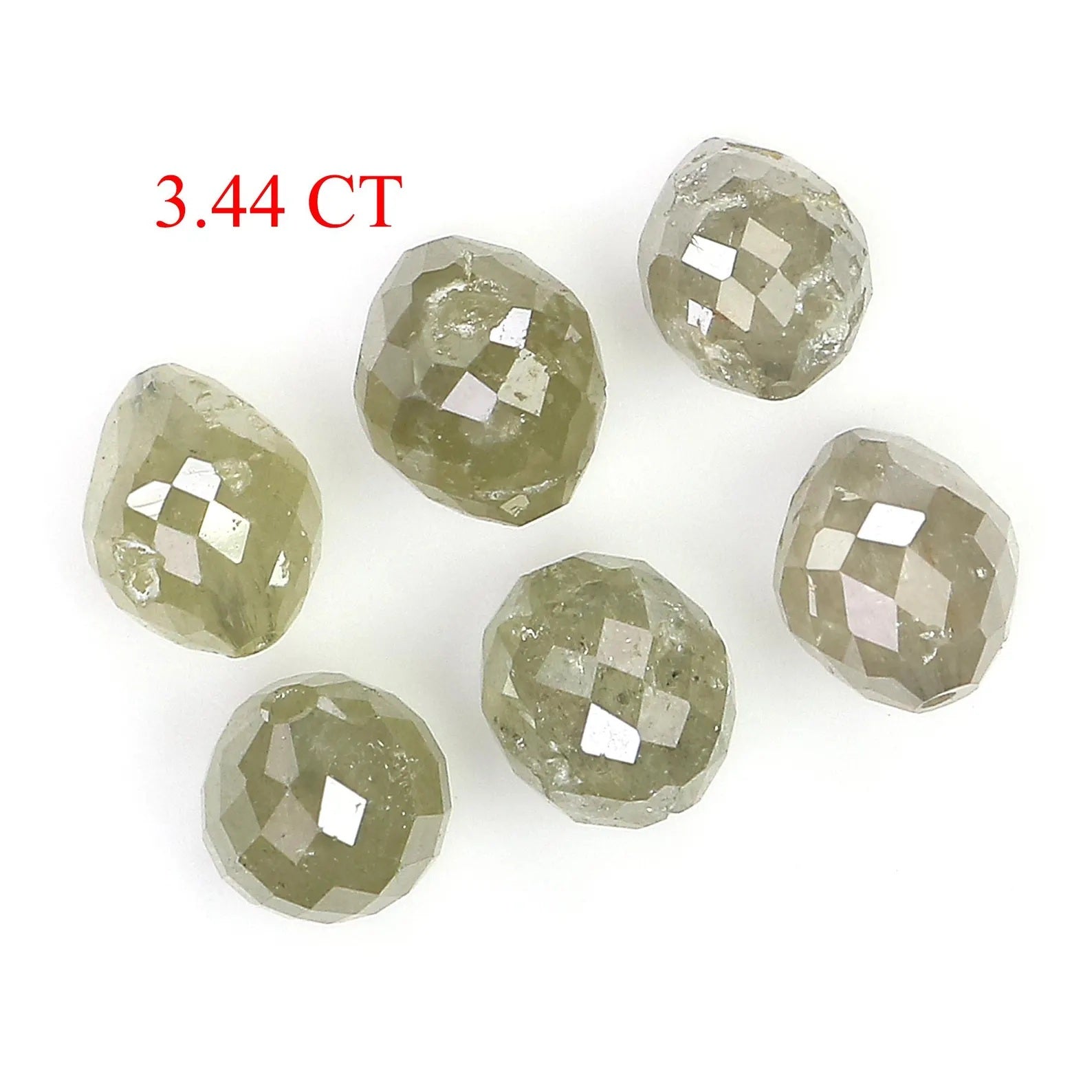 3.44 CT Natural Loose Egg Bead Shape Diamond Grey Color Egg Bead Cut Diamond 4.15 MM Natural Loose Grey Color Bead Rose Cut Diamond NQ1787
