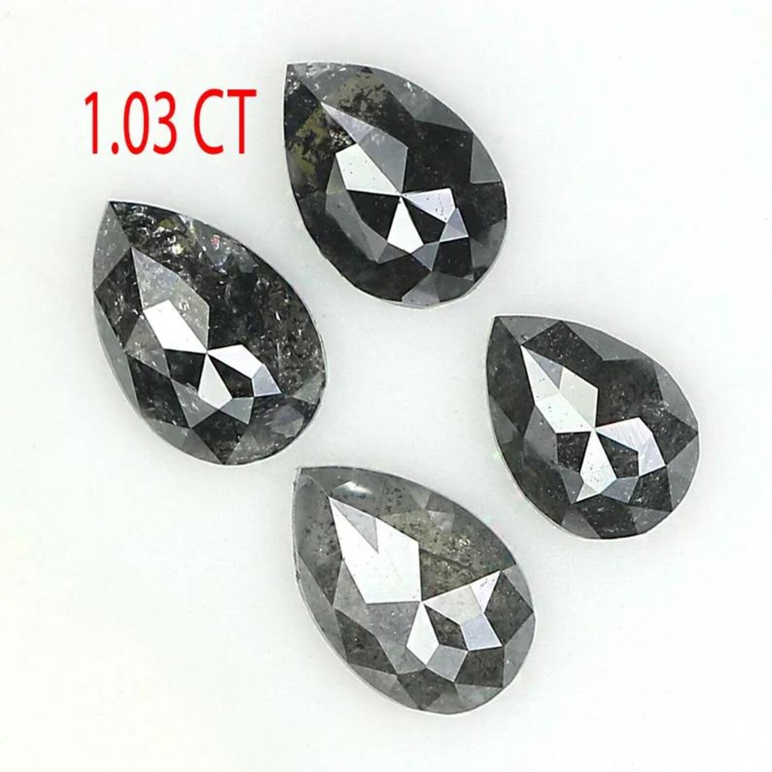 1.03 CT Natural Loose Pear Shape Diamond Salt And Pepper Pear Cut Diamond 4.60 MM Natural Black Grey Color Pear Rose Cut Diamond QN1496
