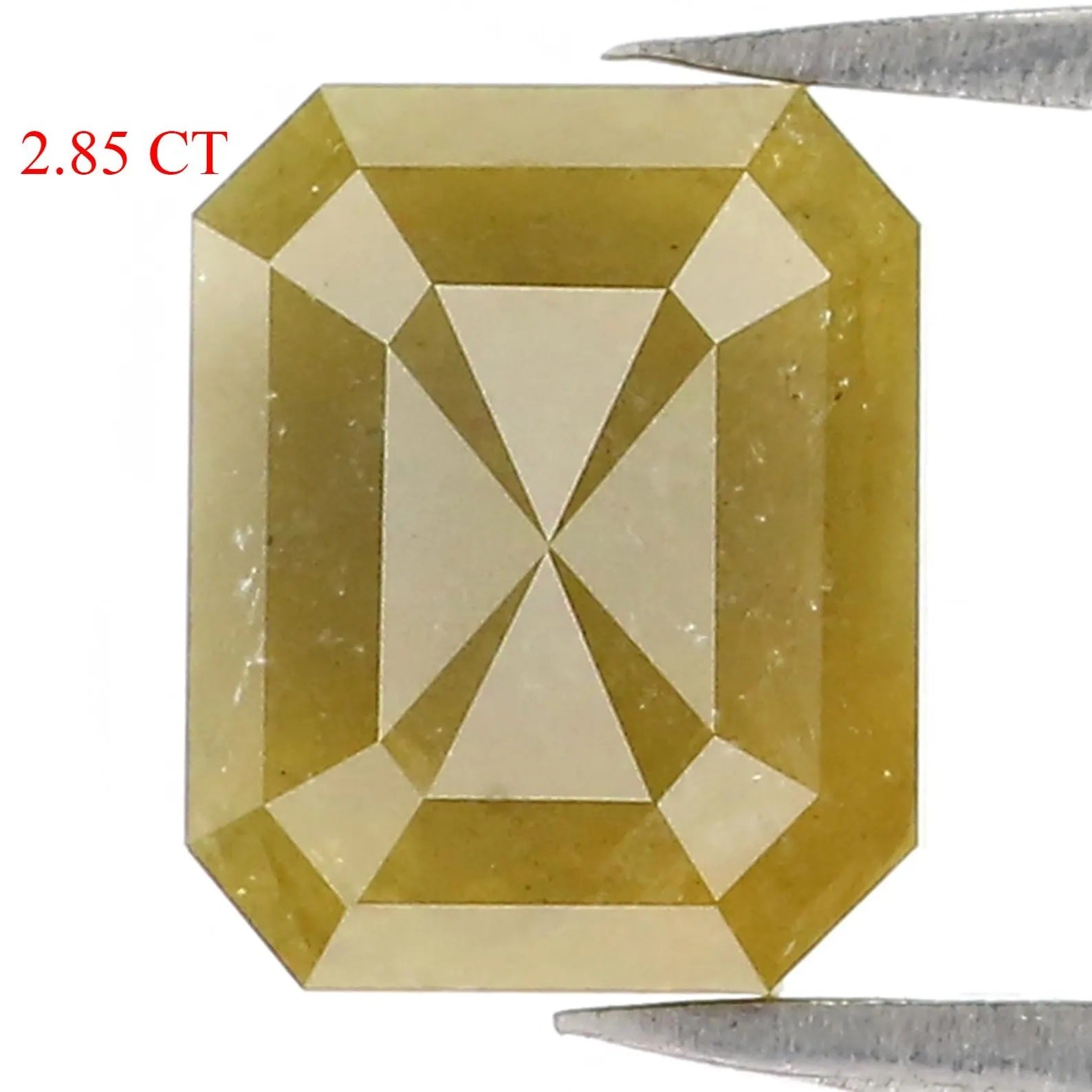 2.85 CT Natural Loose Emerald Shape Diamond Yellow Color Emerald Diamond 8.60 MM Natural Diamond Yellow Color Emerald Rose Cut Diamond QN157