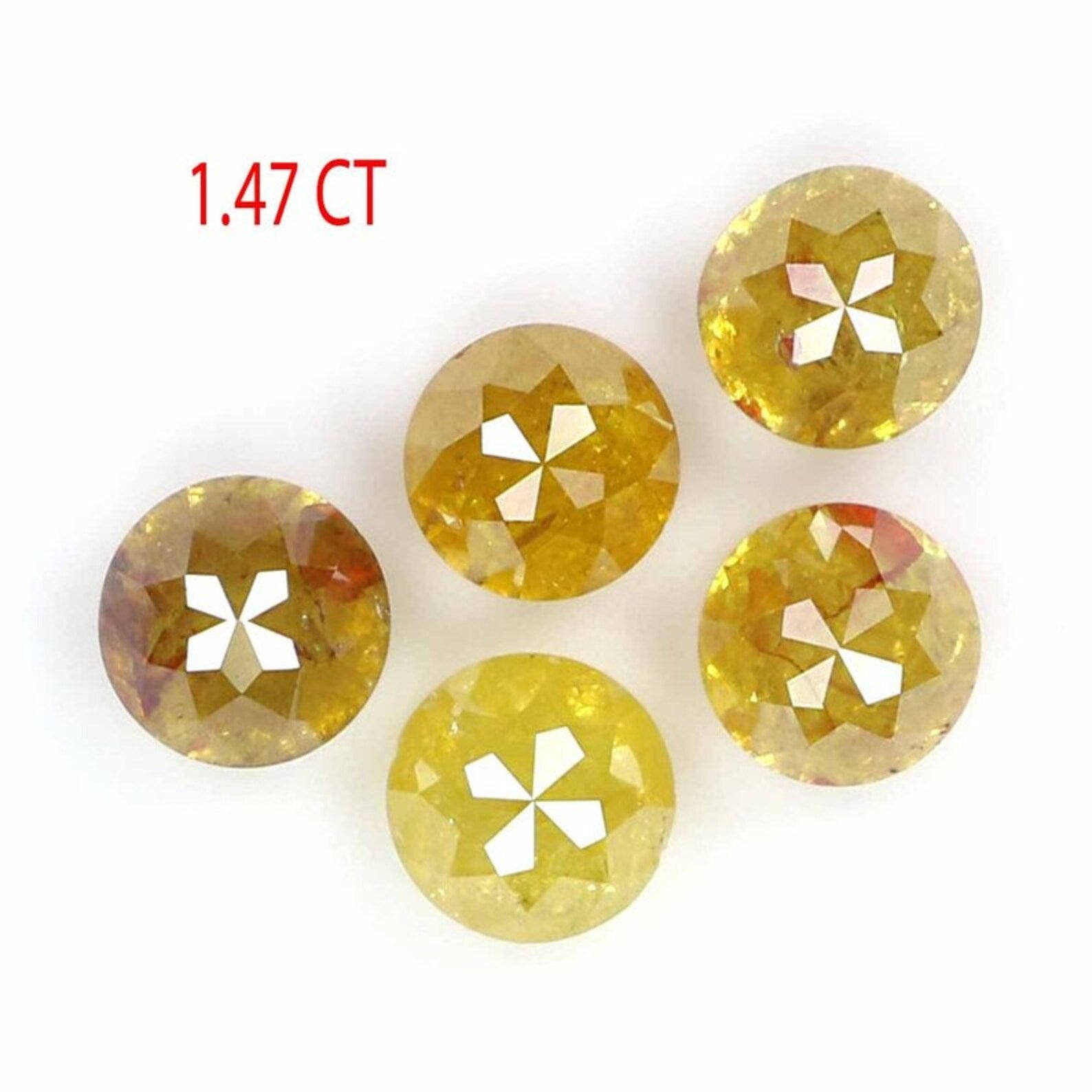 1.47 CT Natural Loose Round Shape Diamond Yellow Color Round Cut Diamond 3.50 MM Natural Diamond Yellow Color Round Rose Cut Diamond NQ655
