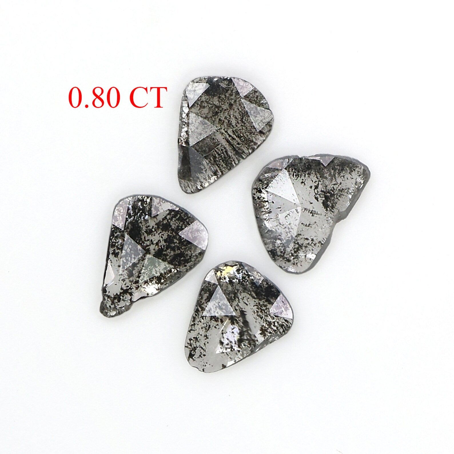 0.80 Ct Natural Loose Slice Cut Diamond Salt And Pepper Slice Diamond 6.15 MM Natural Black Grey Color Irregular Rose Cut Diamond NQ2516