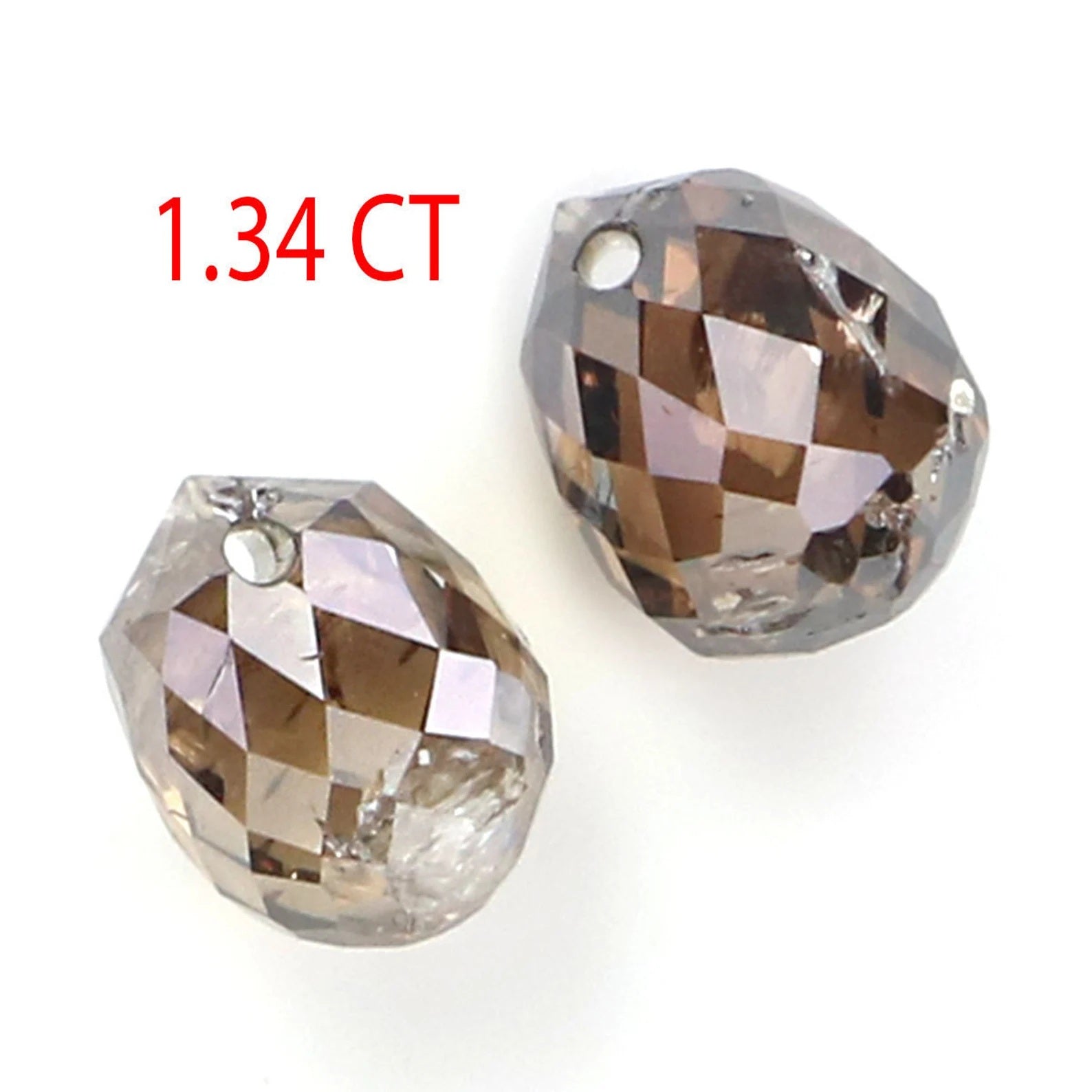 Natural Loose briolette Brown Color Diamond 1.34 CT 4.95 MM Drop Shape Rose Cut Diamond KDN840