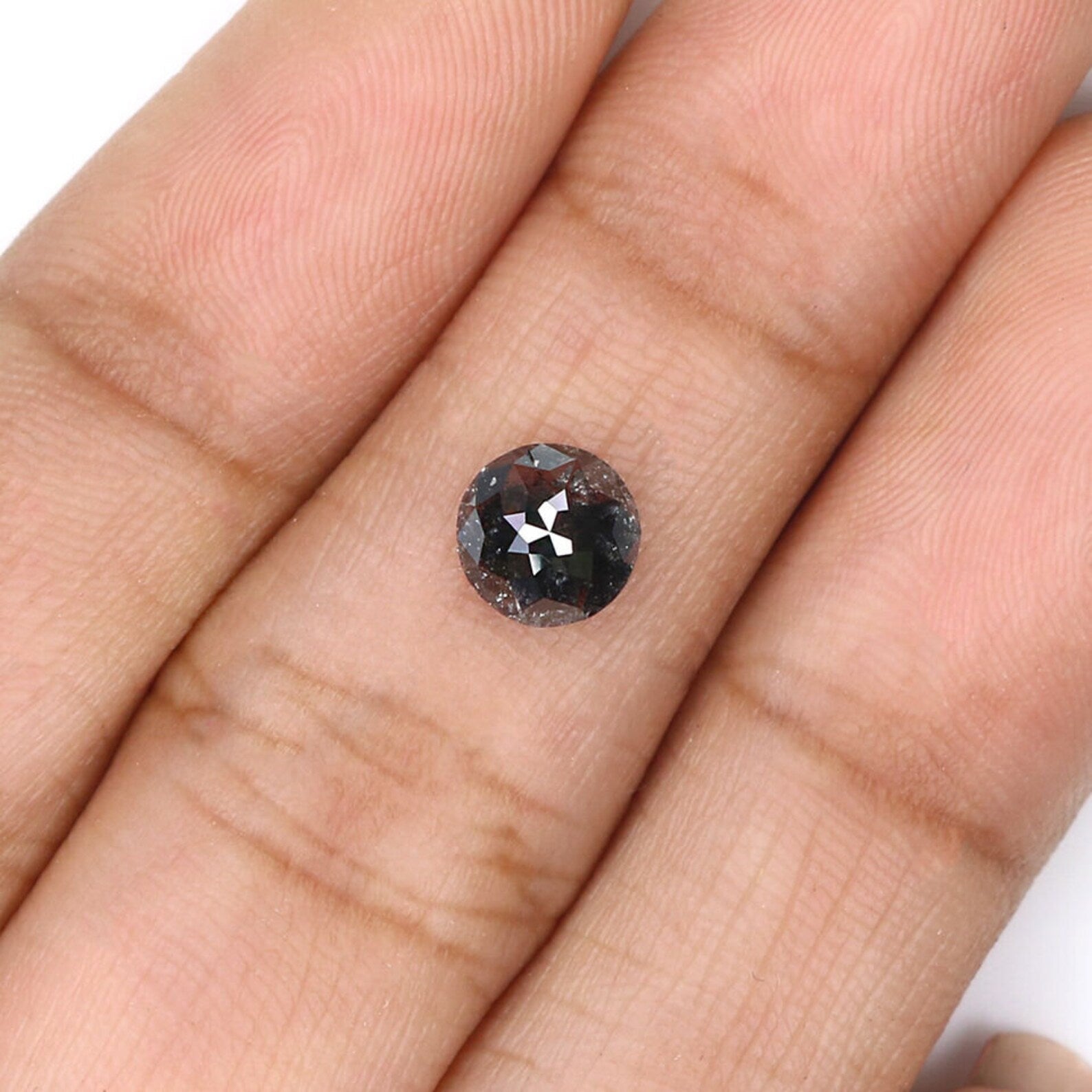 0.84 CT Natural Loose Round Rose Cut Diamond Salt And Pepper Round Shape Diamond 5.90 MM Natural Black Grey Color Rose Cut Diamond QN1928