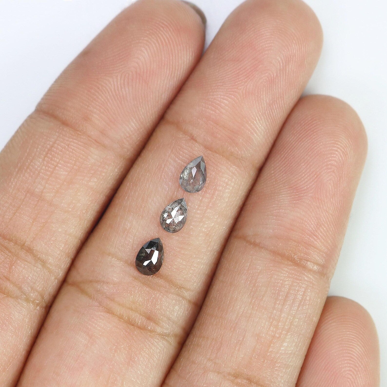 0.62 CT Natural Loose Pear Shape Diamond Salt And Pepper Pear Cut Diamond 4.60 MM Black Grey Color Pear Shape Rose Cut Diamond QN1580