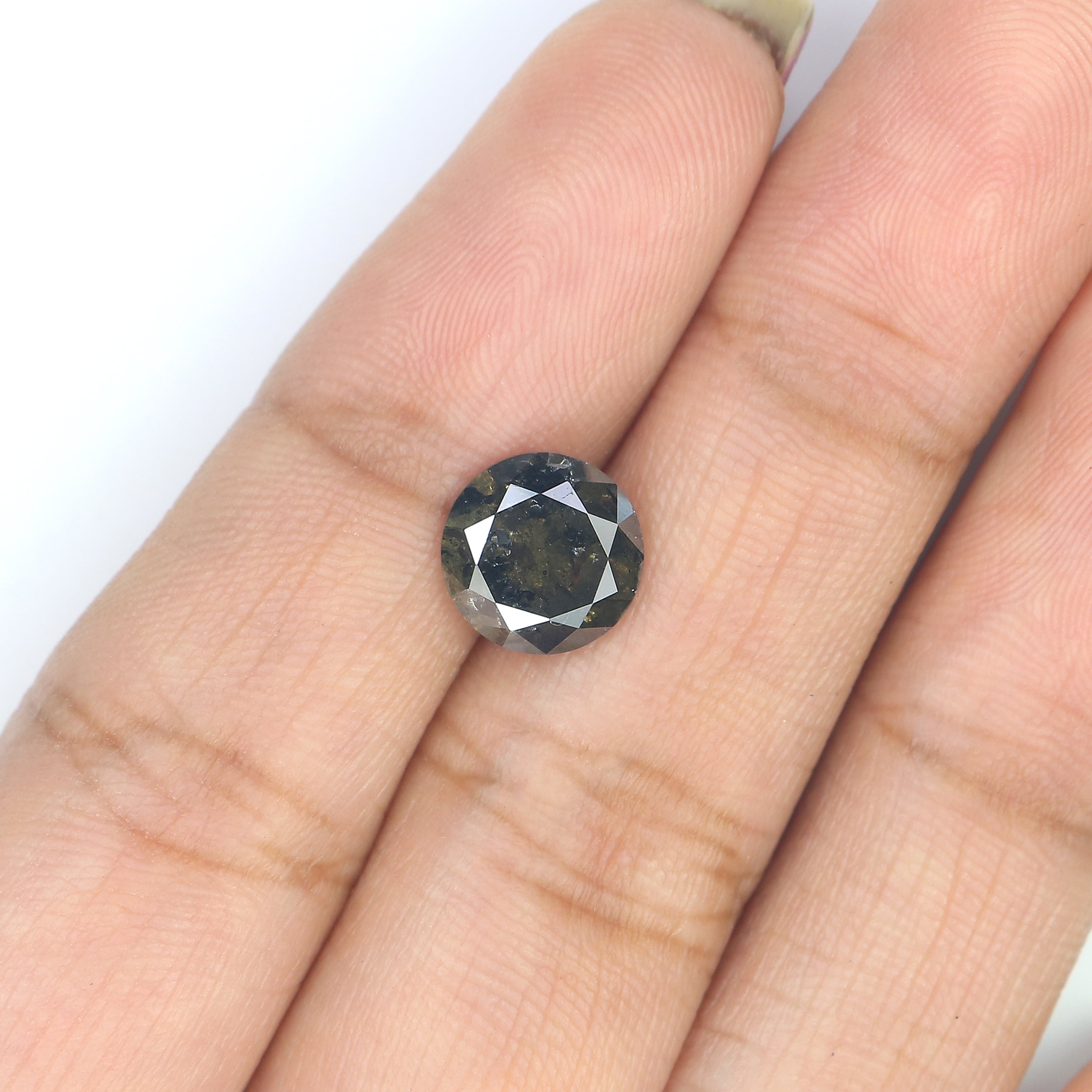 2.10 CT Natural Loose Round Shape Diamond Black Grey Color Round Cut Diamond 7.95 MM Salt And Pepper Round Brilliant Cut Diamond QL3028