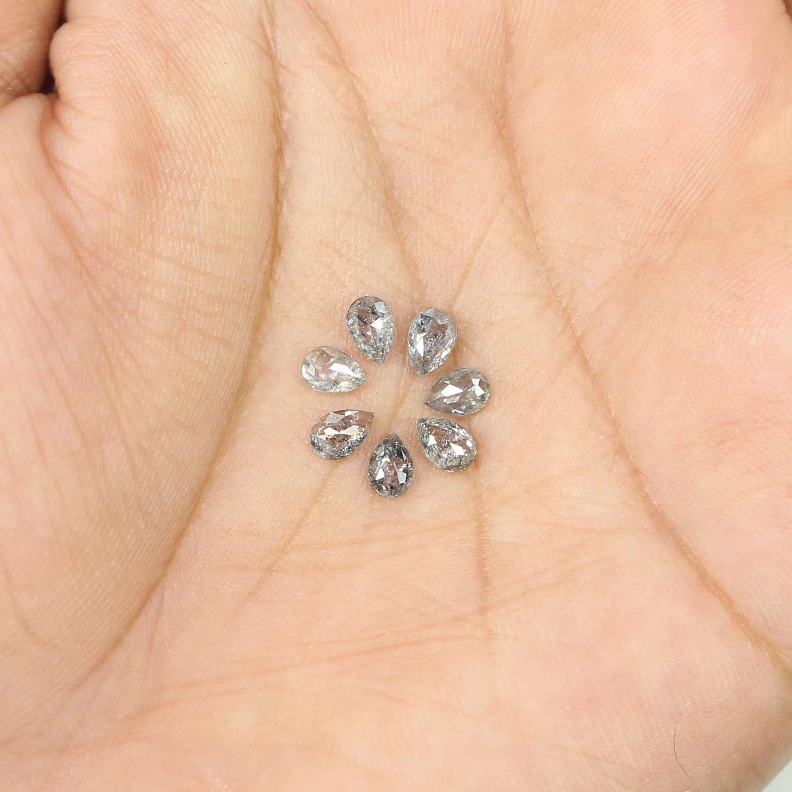 1.05 CT Natural Loose Pear Diamond Salt And Pepper Pear Diamond 3.60 MM Natural Loose Diamond Black Grey Color Pear Rose Cut Diamond NQ1569
