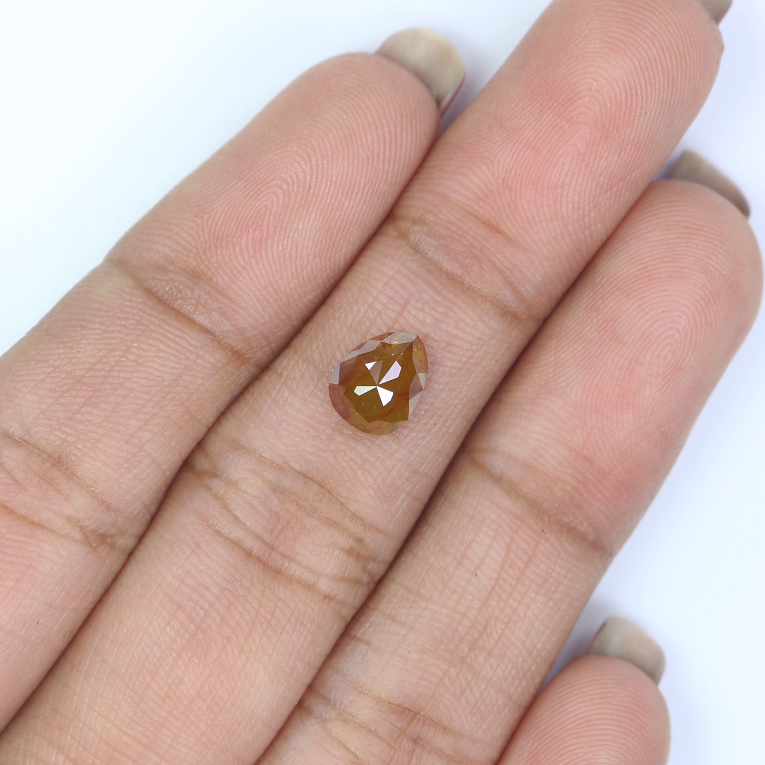 1.10 CT Natural Loose Pear Shape Diamond Brown Color Pear Cut Diamond 7.25 MM Natural Loose Brown Color Diamond Pear Rose Cut Diamond QL2845