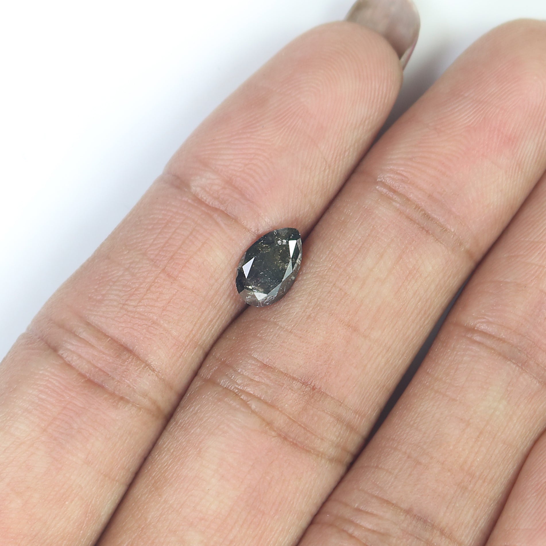 0.92 CT Natural Loose Pear Cut Diamond Salt And Pepper Pear Diamond 8.30 MM Natural Black Grey Color Pear Brilliant Cut Diamond N2670
