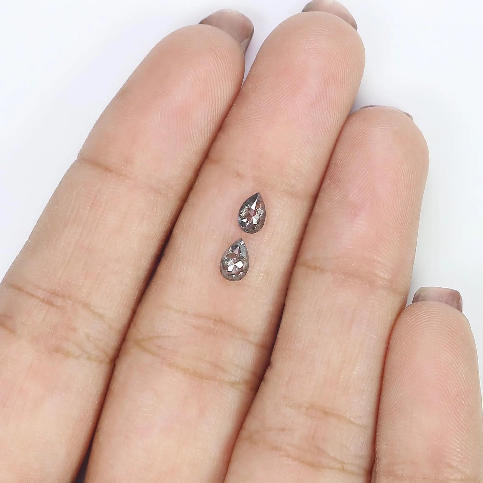0.52 CT Natural Loose Pear Cut Pair Diamond Salt And Pepper Pear Shape Diamond 5.00 MM Natural Black Grey Color Pear Rose Cut Diamond NQ2294