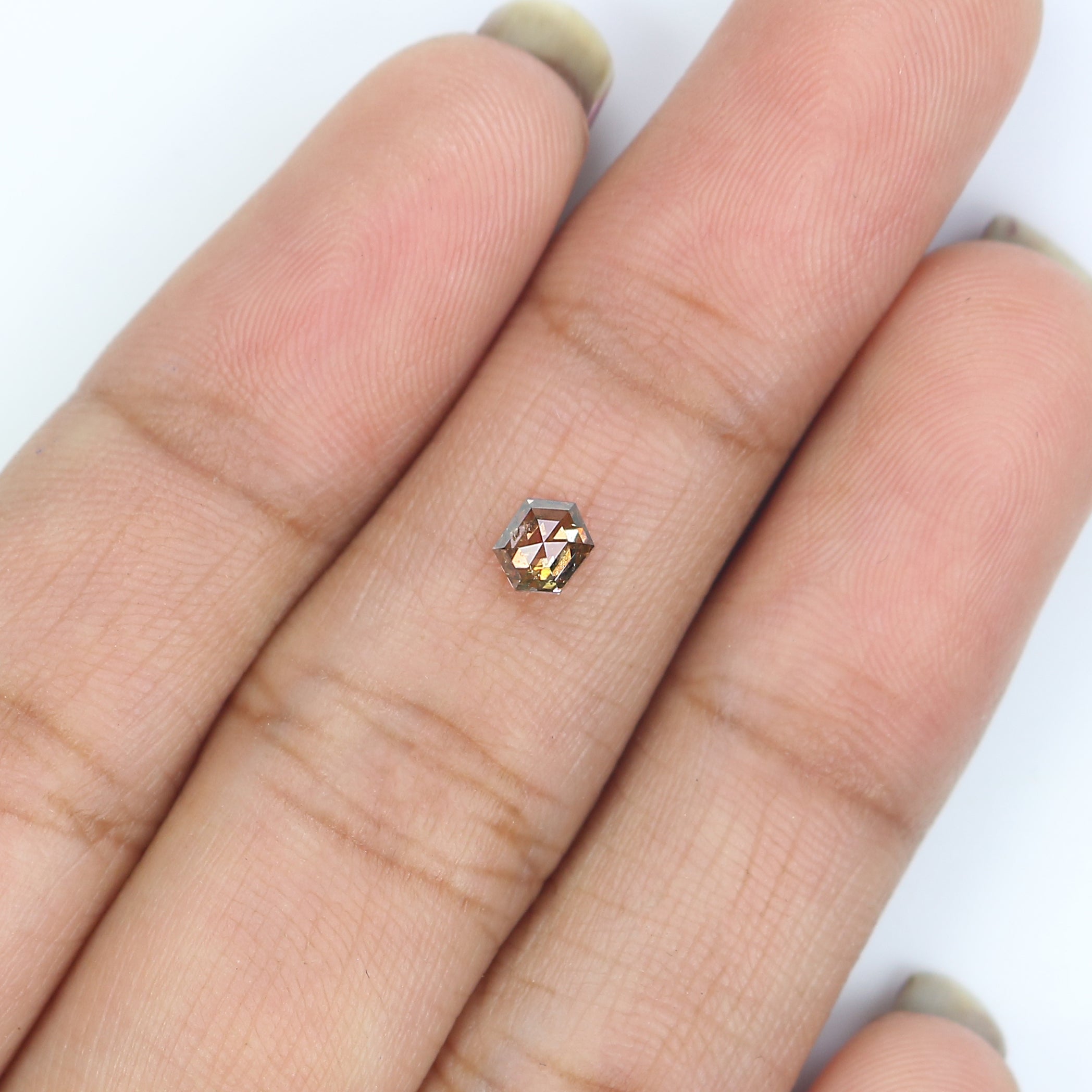 0.28 CT Natural Loose Hexagon Shape Diamond Brown Color Hexagon Cut Diamond 4.40 MM Natural Loose Brown Color Hexagon Rose Cut Diamond LQ585