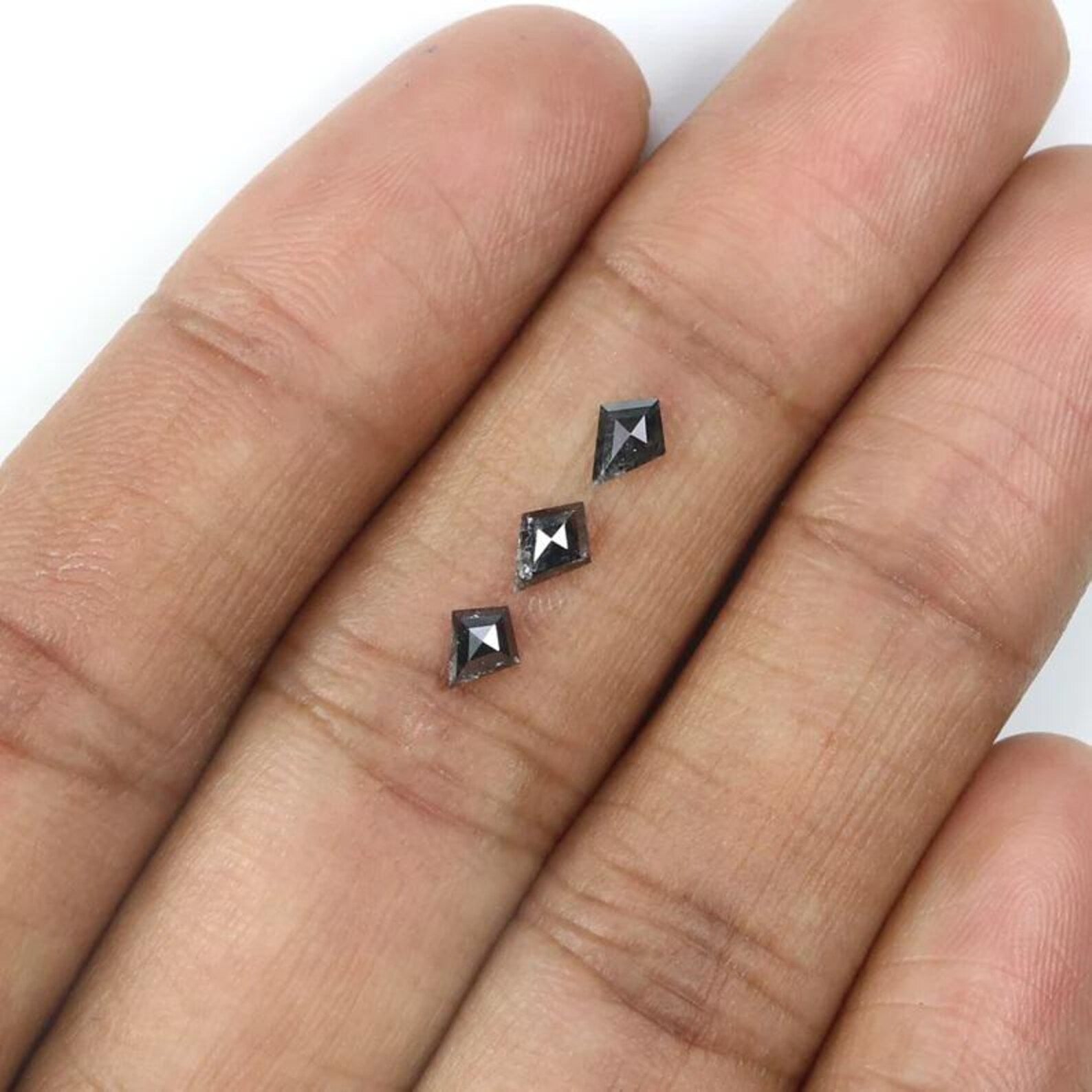 0.55 CT Natural Loose Kite Shape Diamond Salt And Pepper Kite Diamond 5.20 MM Natural Loose Black Gray Color Kite Rose Cut Diamond NQ2354