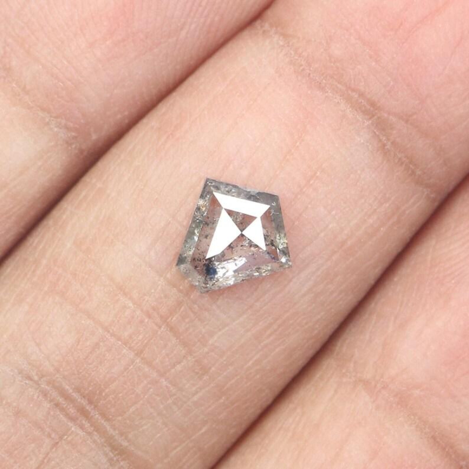 0.78 Ct Natural Loose Pentagon Shape Diamond Salt And Pepper Pentagon Diamond 6.45 MM Natural Loose Diamond Pentagon Rose Cut Diamond NQ927