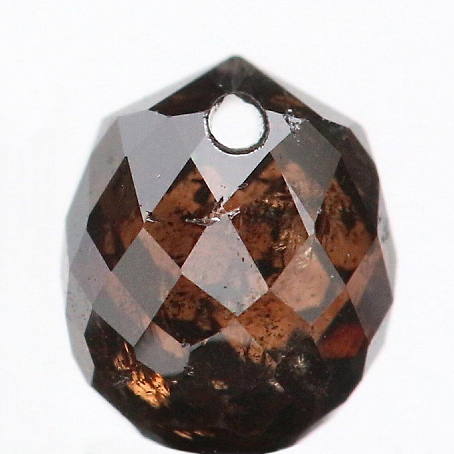 0.59 Ct Natural Loose Briolette Shape Diamond Brown Color Drop Diamond 4.70 MM Natural Loose Brown Color Briolette Rose Cut Diamond NQ405