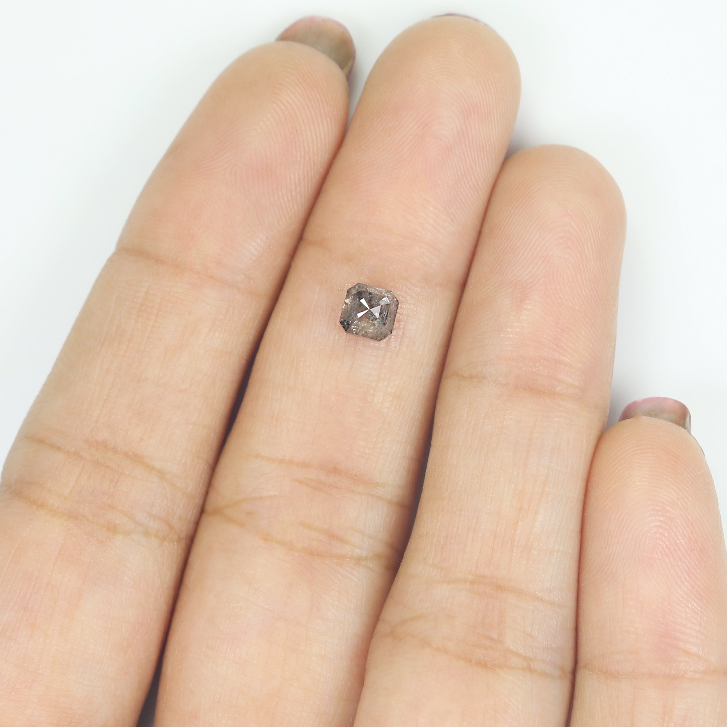 0.64 CT Natural Loose Emerald Shape Diamond Salt And Pepper Emerald Diamond 4.40 MM Natural Black Grey Color Emerald Rose Cut Diamond LQ5078