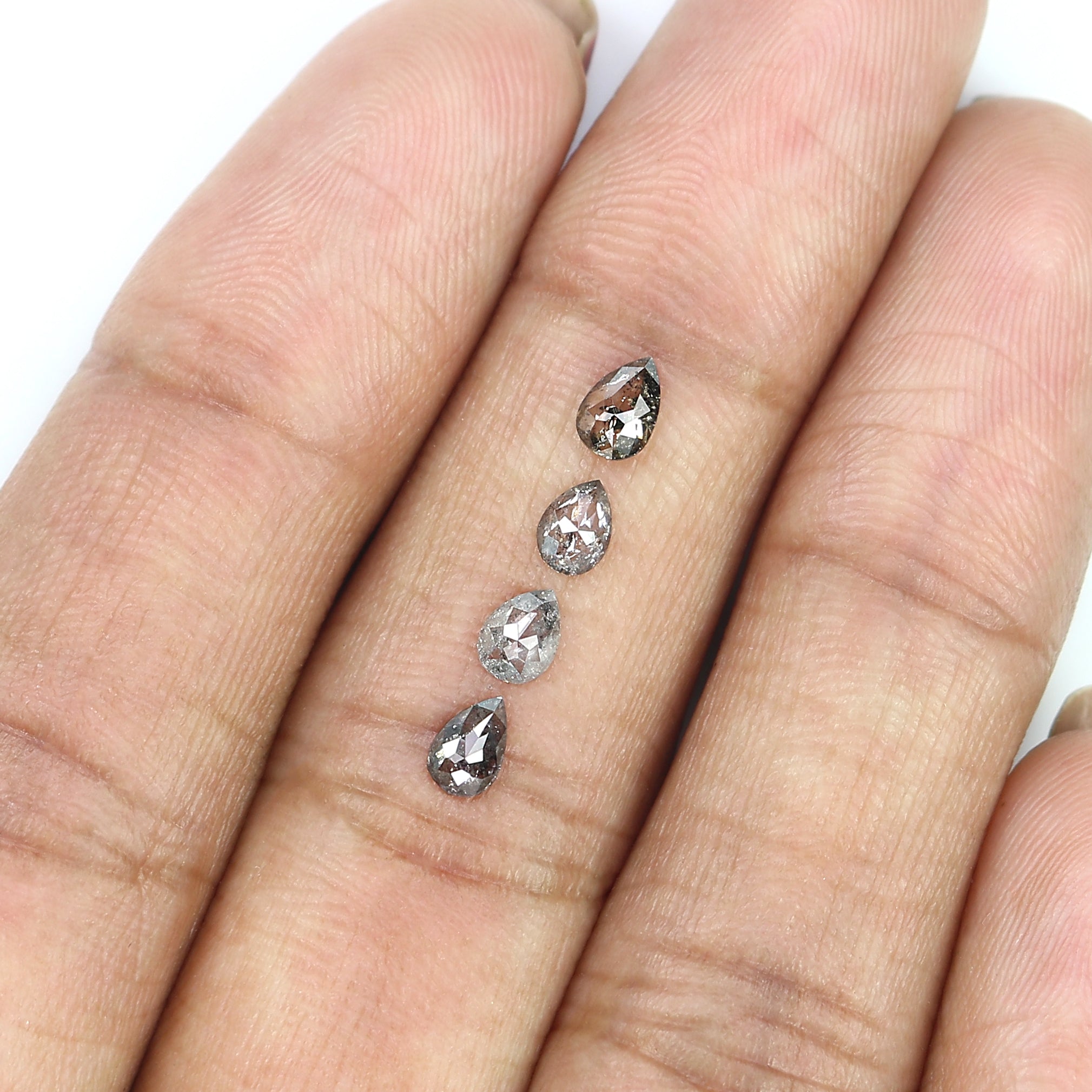 0.63 CT Natural Loose Pear Shape Diamond Salt And Pepper Pear Diamond 4.70 MM Natural Loose Black Grey Color Pear Rose Cut Diamond LQ2893