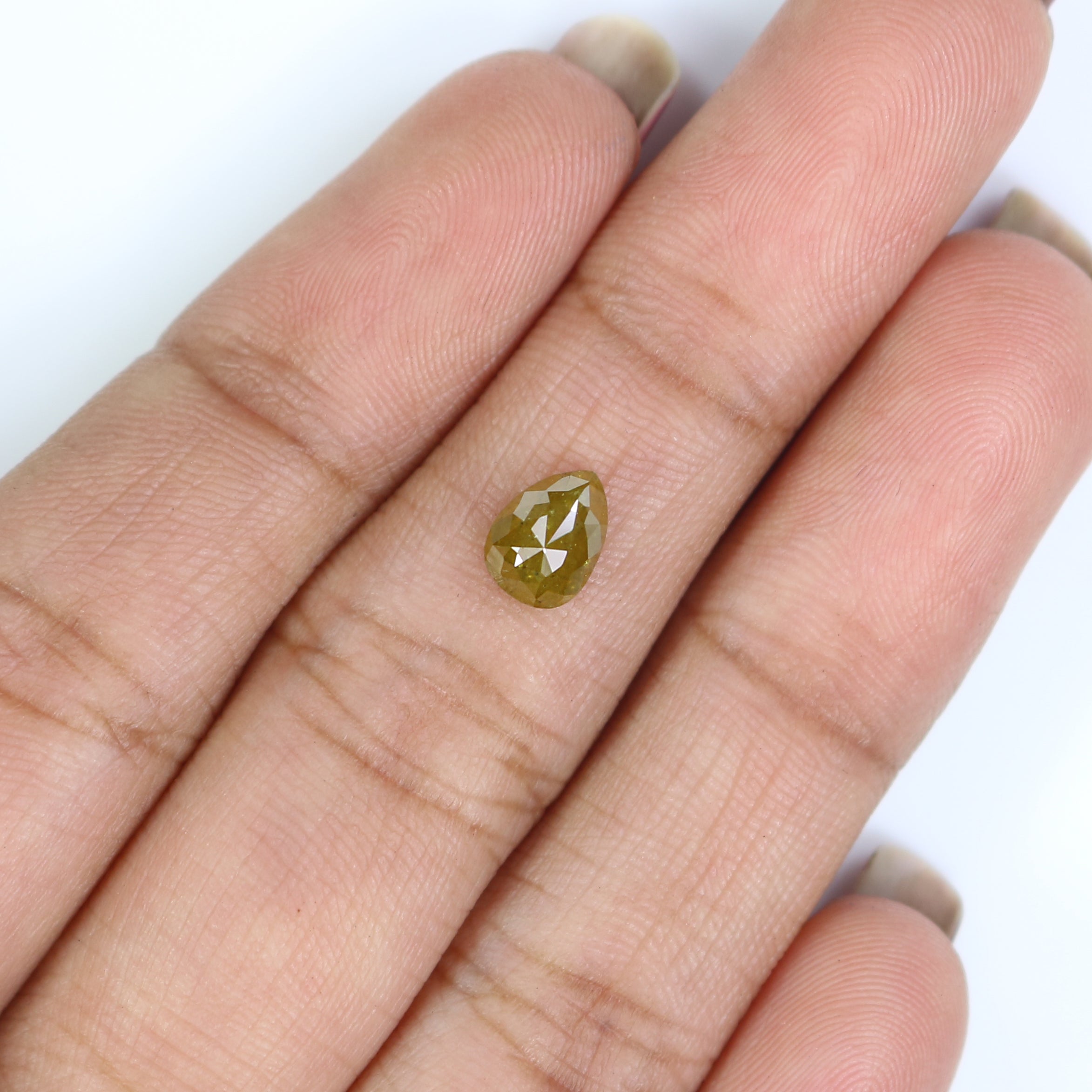 0.93 CT Natural Loose Pear Shape Diamond Yellow Color Pear Shape Diamond 6.75 MM Natural Loose Yellow Diamond Pear Rose Cut Diamond QK2680