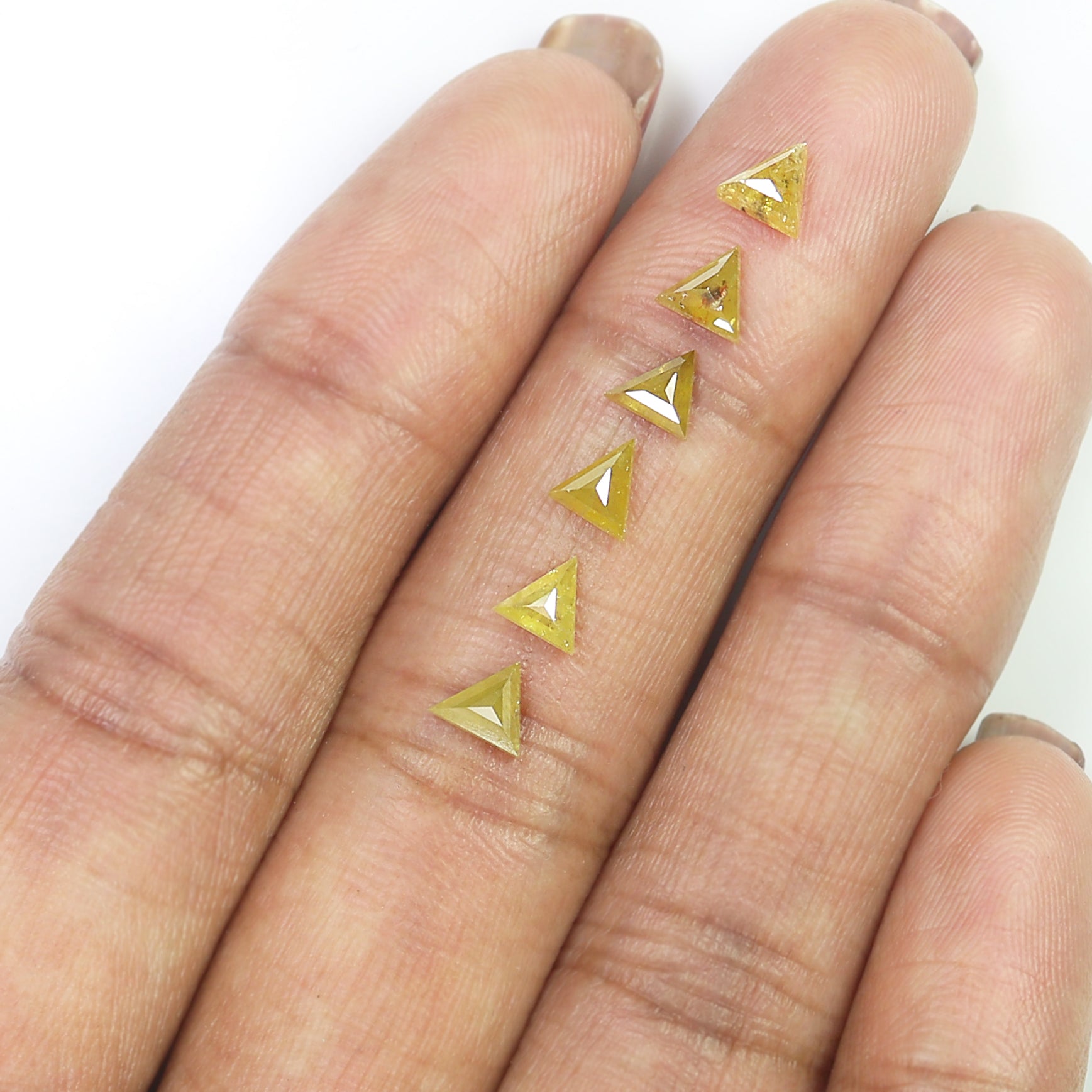 1.54 CT Natural Loose Triangle Shape Diamond Yellow Color Triangle Diamond 4.20 MM Natural Yellow Diamond Triangle Rose Cut Diamond L2050