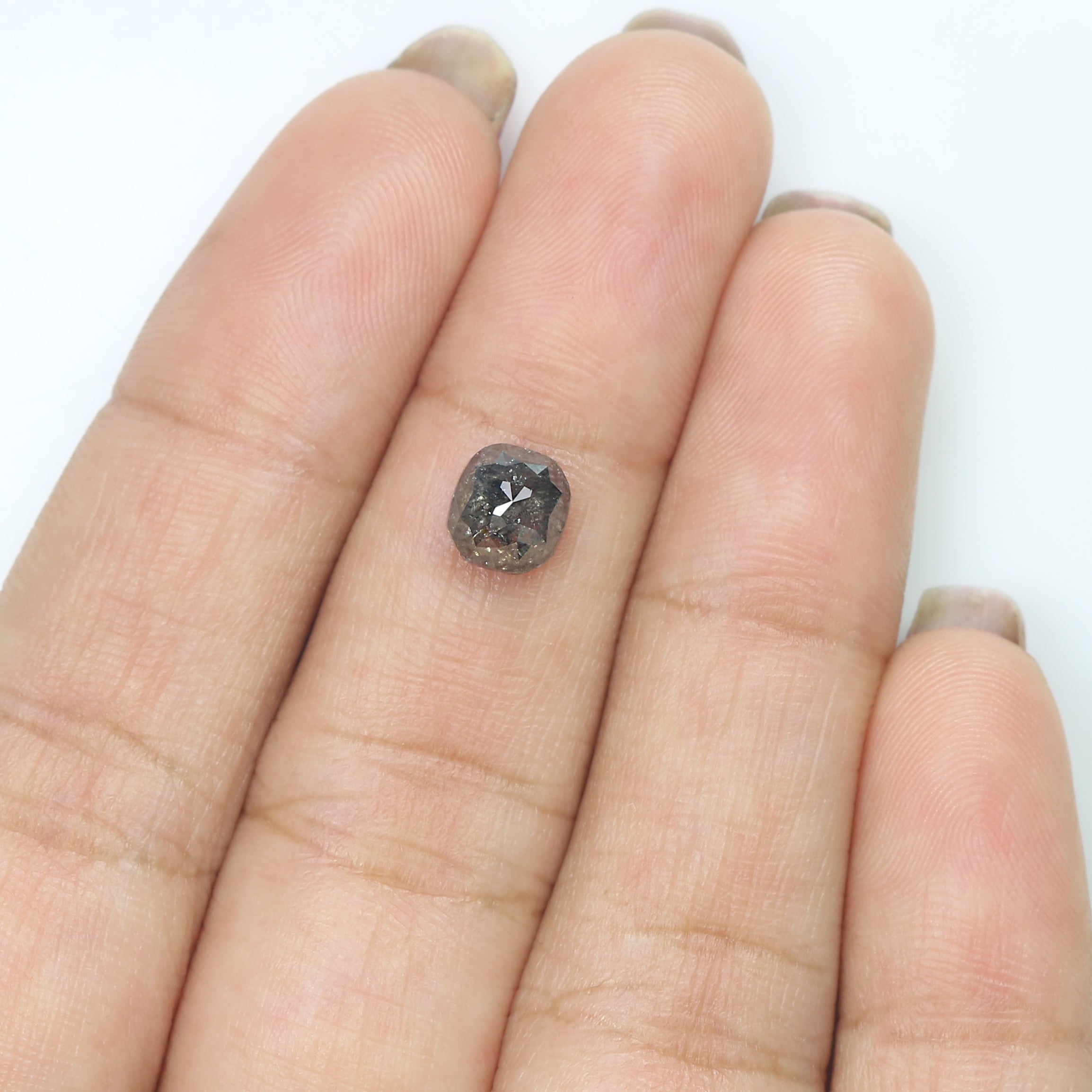 1.32 CT Natural Loose Cushion Shape Diamond Salt And Pepper Cushion Cut Diamond 6.40 MM Natural Black Grey Cushion Rose Cut Diamond LQ8793
