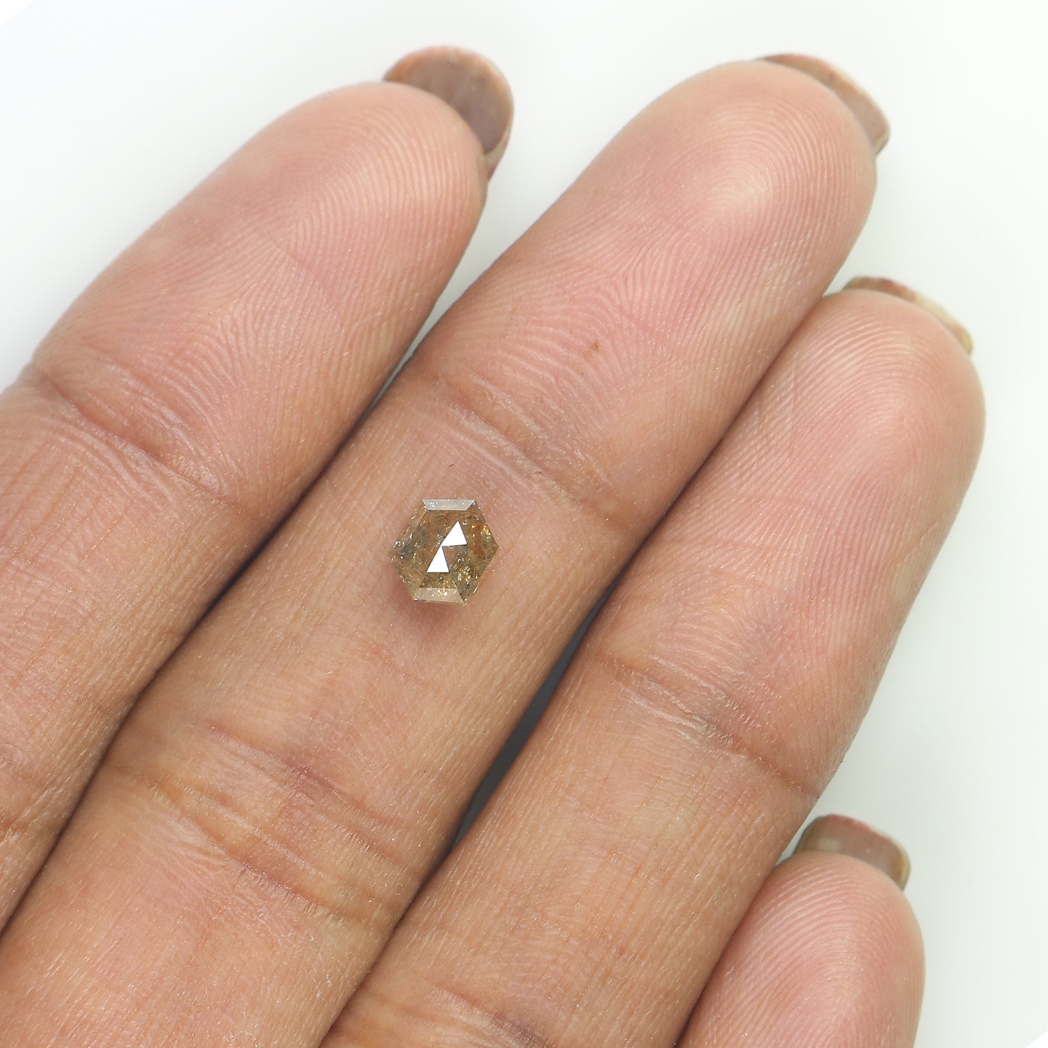 0.70 Ct Natural Loose Hexagon Shape Diamond Brown Color Hexagon Cut Diamond 5.70 MM Natural Salt And Pepper Hexagon Rose Cut Diamond QL9362