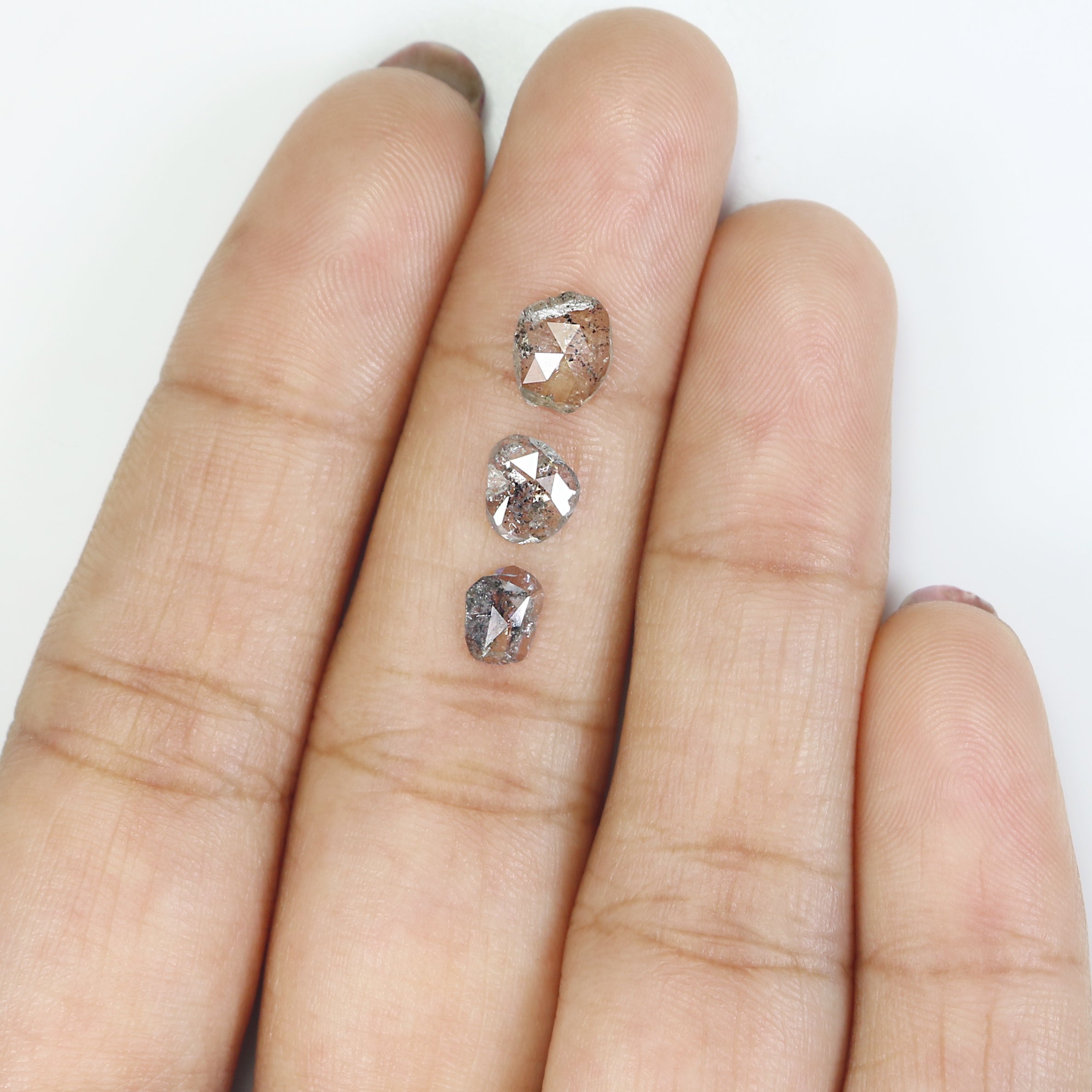 1.40 Ct Natural Loose Slice Shape Diamond Salt And Pepper Slice Cut Diamond 6.85 MM Natural Black Grey Diamond Irregular Cut Diamond L3455