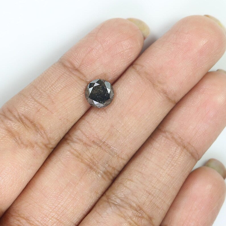 1.78 Ct Natural Loose Round Shape Diamond Black Color Cut Diamond 7.15 MM Natural Diamond Black Color Round Brilliant Cut Diamond NQ515