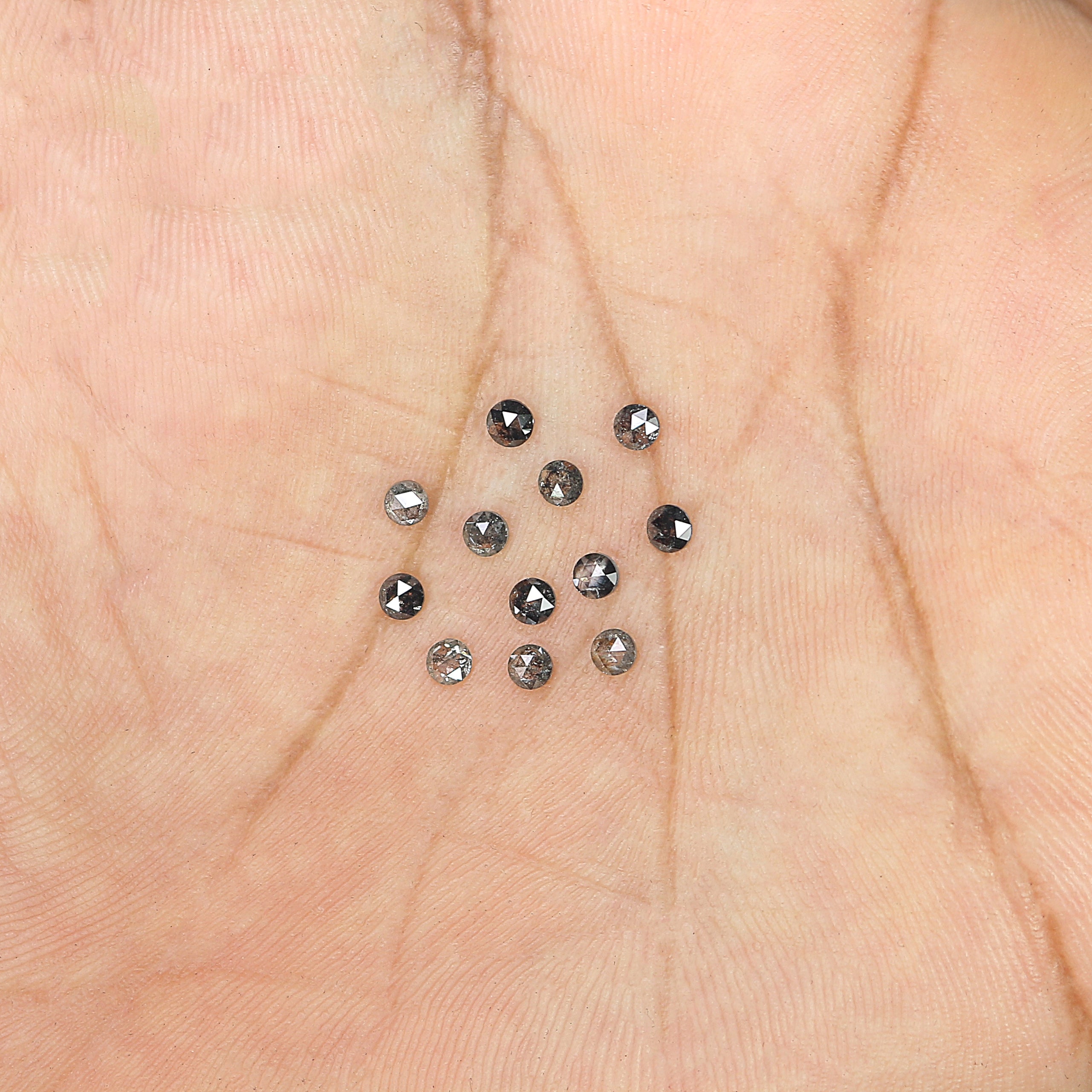 0.91 Ct Natural Loose Round Rose Cut Diamond Salt And Pepper Round Diamond 2.50 MM Natural Black Grey Color Round Rose Cut Diamond LQ7993