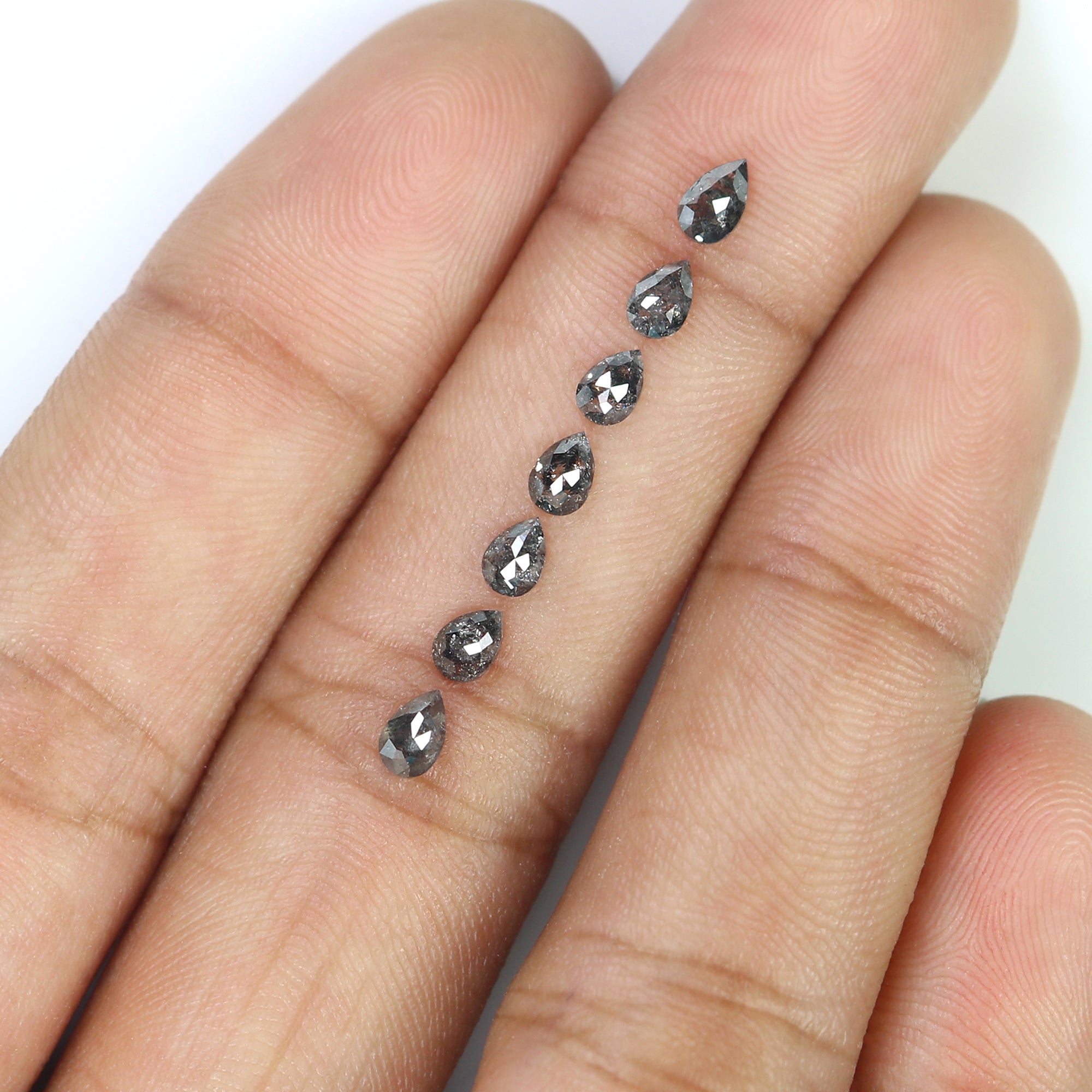 1.06 CT Natural Loose Pear Shape Diamond Salt And Pepper Pear Cut Diamond 3.85 MM Natural Black Grey Color Pear Shape Rose Cut Diamond L1280