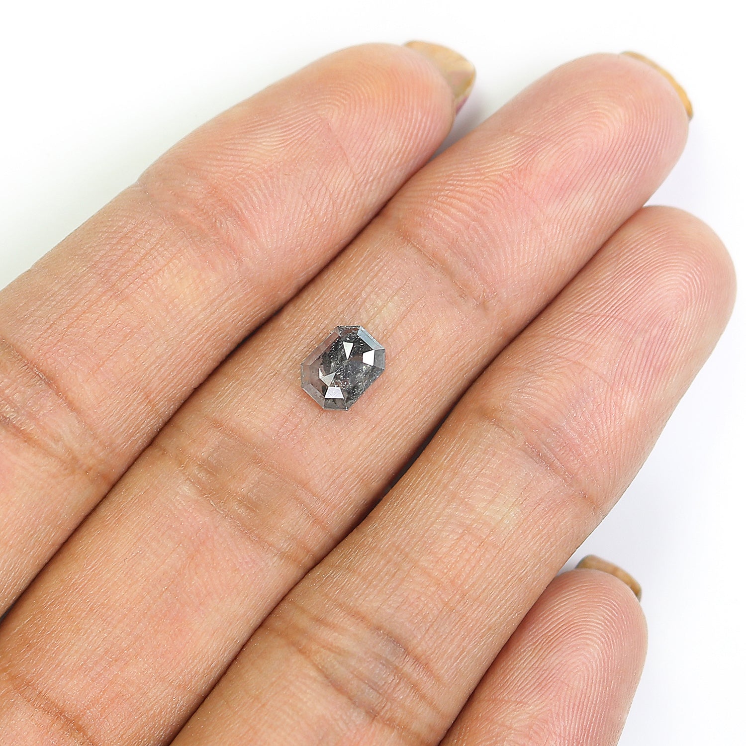 0.67 CT Natural Loose Emerald Shape Diamond Black Grey Color Emerald Cut Diamond 6.35 MM Salt And Pepper Emerald Rose Cut Diamond LQ3306