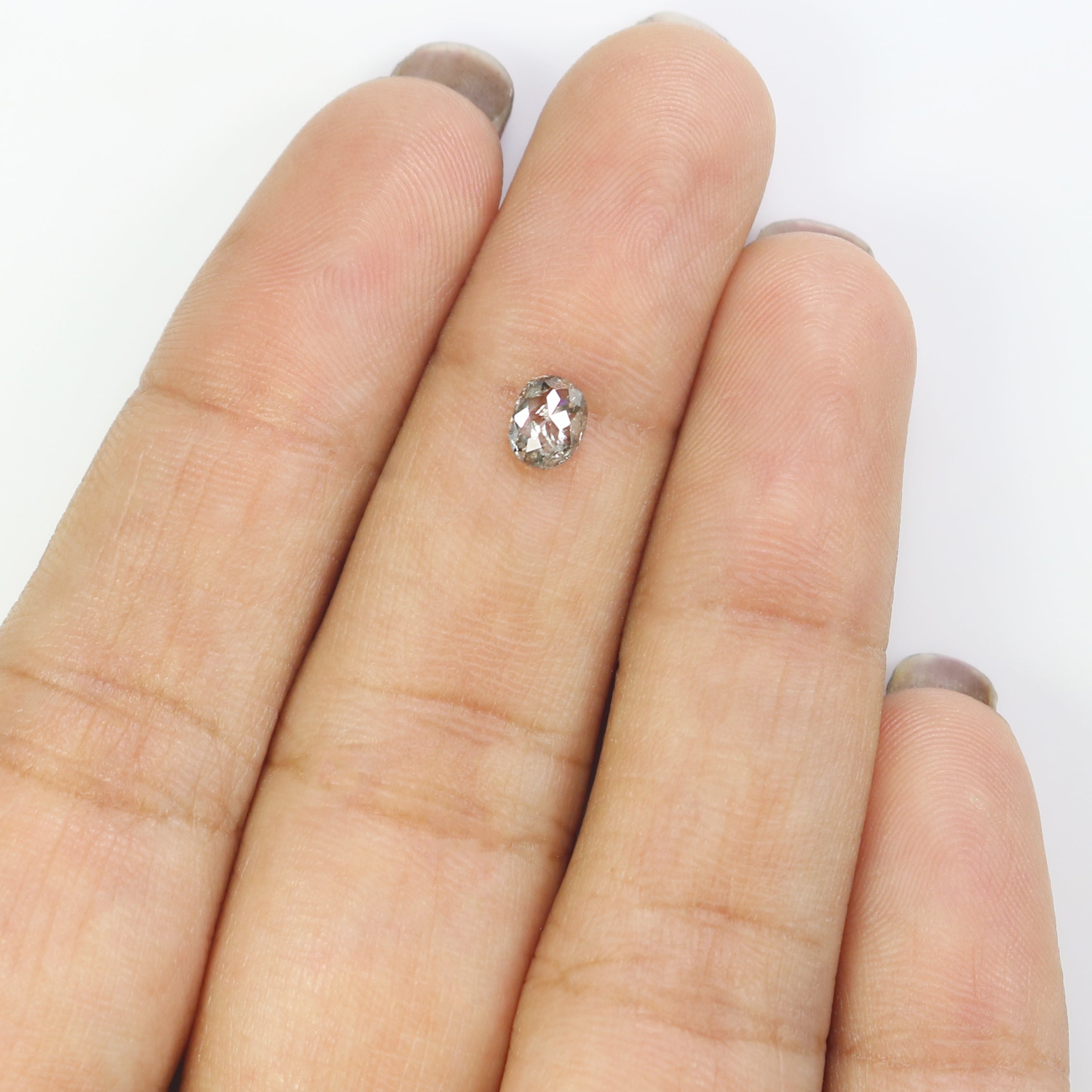 0.37 Ct Natural Loose Oval Shape Diamond Salt And Pepper Oval Cut Diamond 5.10 MM Natural Loose Black Grey Color Oval Rose Cut Diamond LQ395