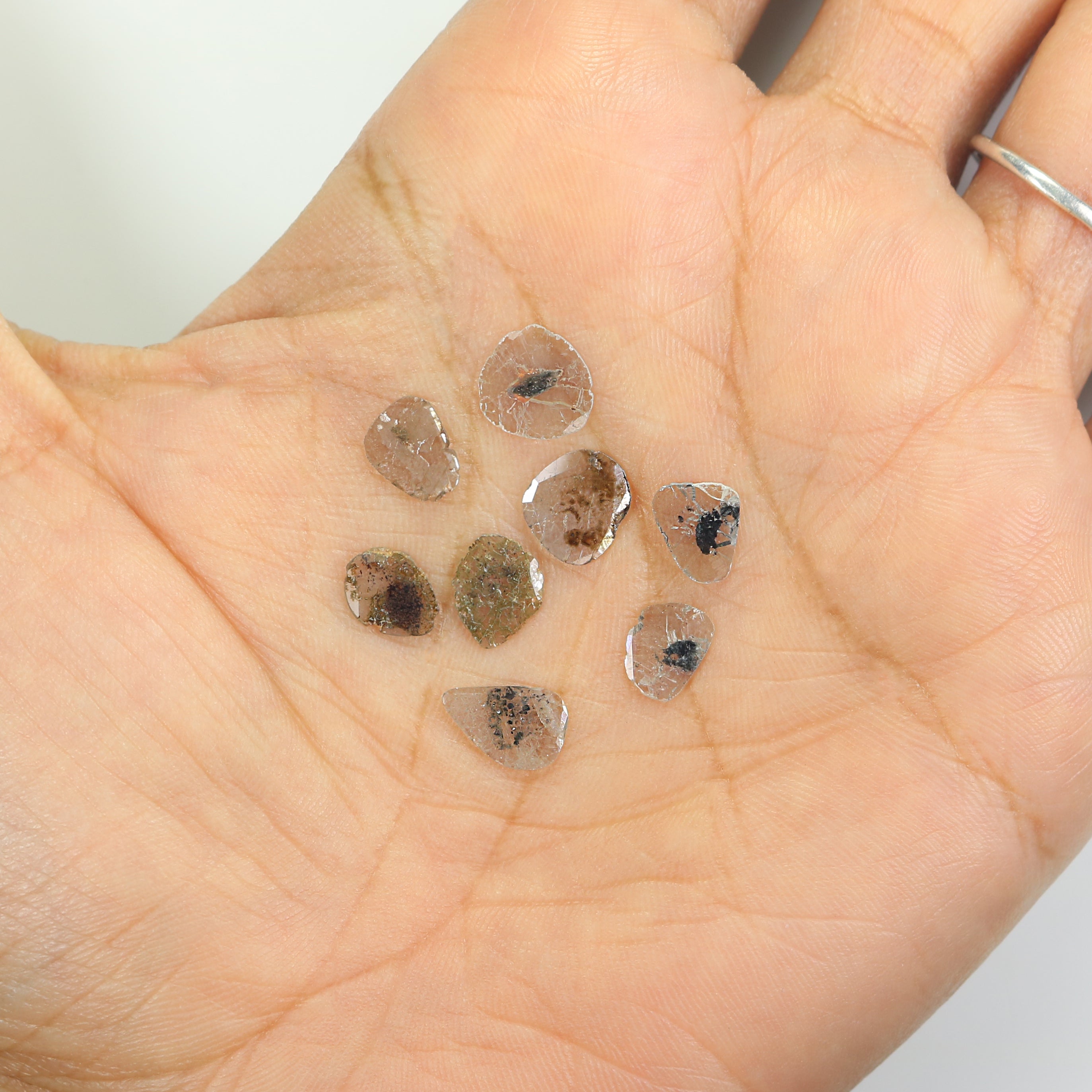 2.26 Ct Natural Loose Slice Shape Diamond Salt And Pepper Slice Cut Diamond 7.20 MM Natural Black Grey Diamond Irregular Cut Diamond LQ1715