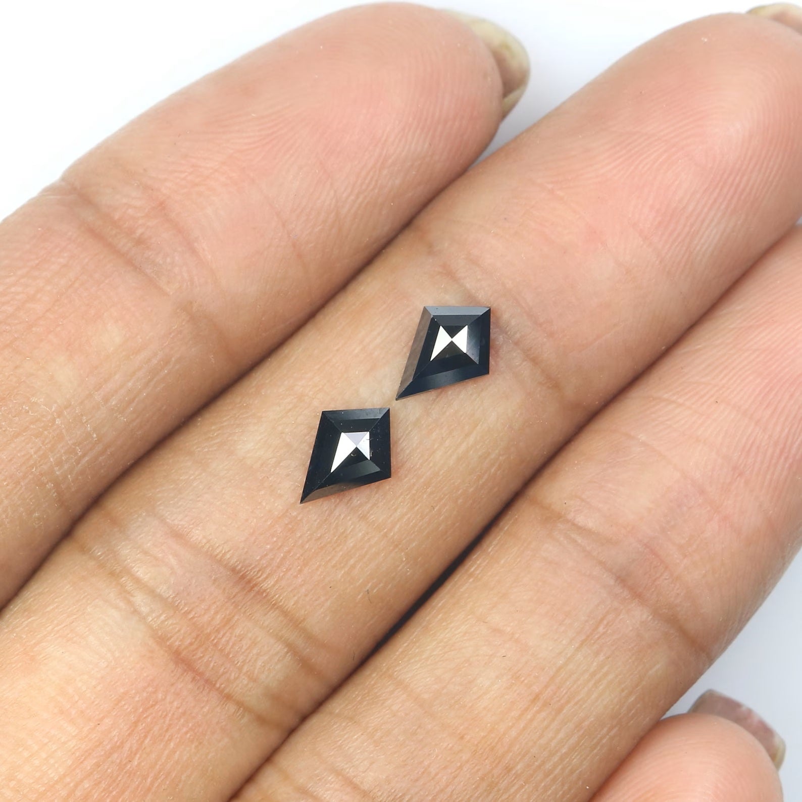 0.64 CT Natural Loose Kite Cut Pair Diamond Black Color Kite Shape Diamond 6.95 MM Natural Black Color Diamond Kite Rose Cut Diamond N2273