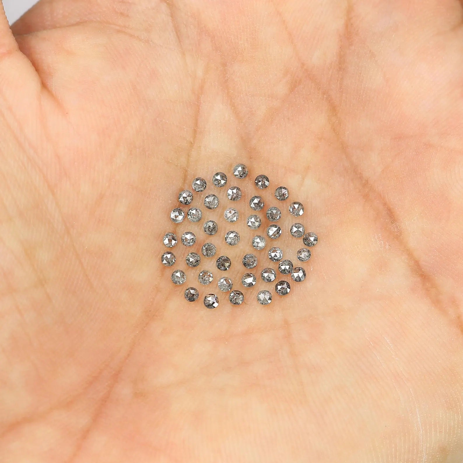 1.08 CT Natural Loose Round Rose Cut Diamond Salt And Pepper Round Diamond 1.70 MM Natural Black Grey Color Round Rose Cut Diamond NQ1558