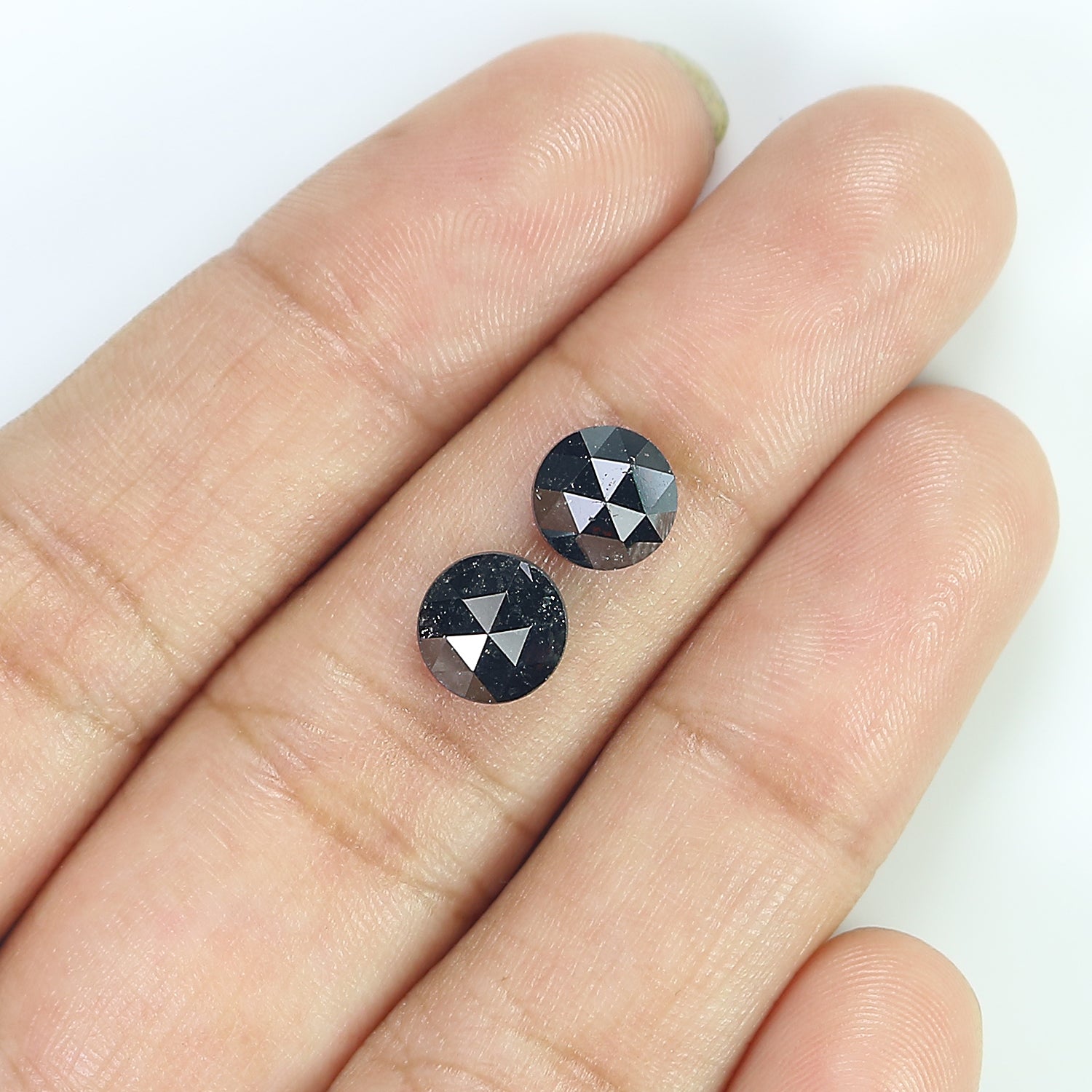 3.01 CT Natural Loose Round Rose Cut Pair Diamond Black Color Round Shape Diamond 6.95 MM Natural Black Color Round Rose Cut Diamond LQ1691
