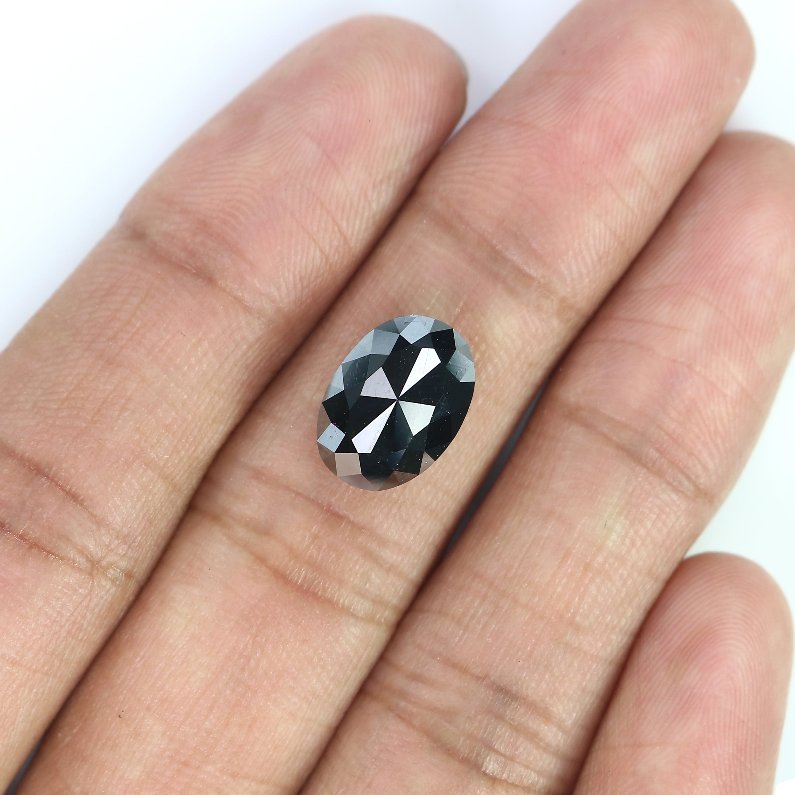 4.62 CT Natural Loose Oval Cut Diamond Black Oval Diamond 11.90 MM Natural Loose Diamond Black Color Oval Shape Rose Cut Diamond LQ3118