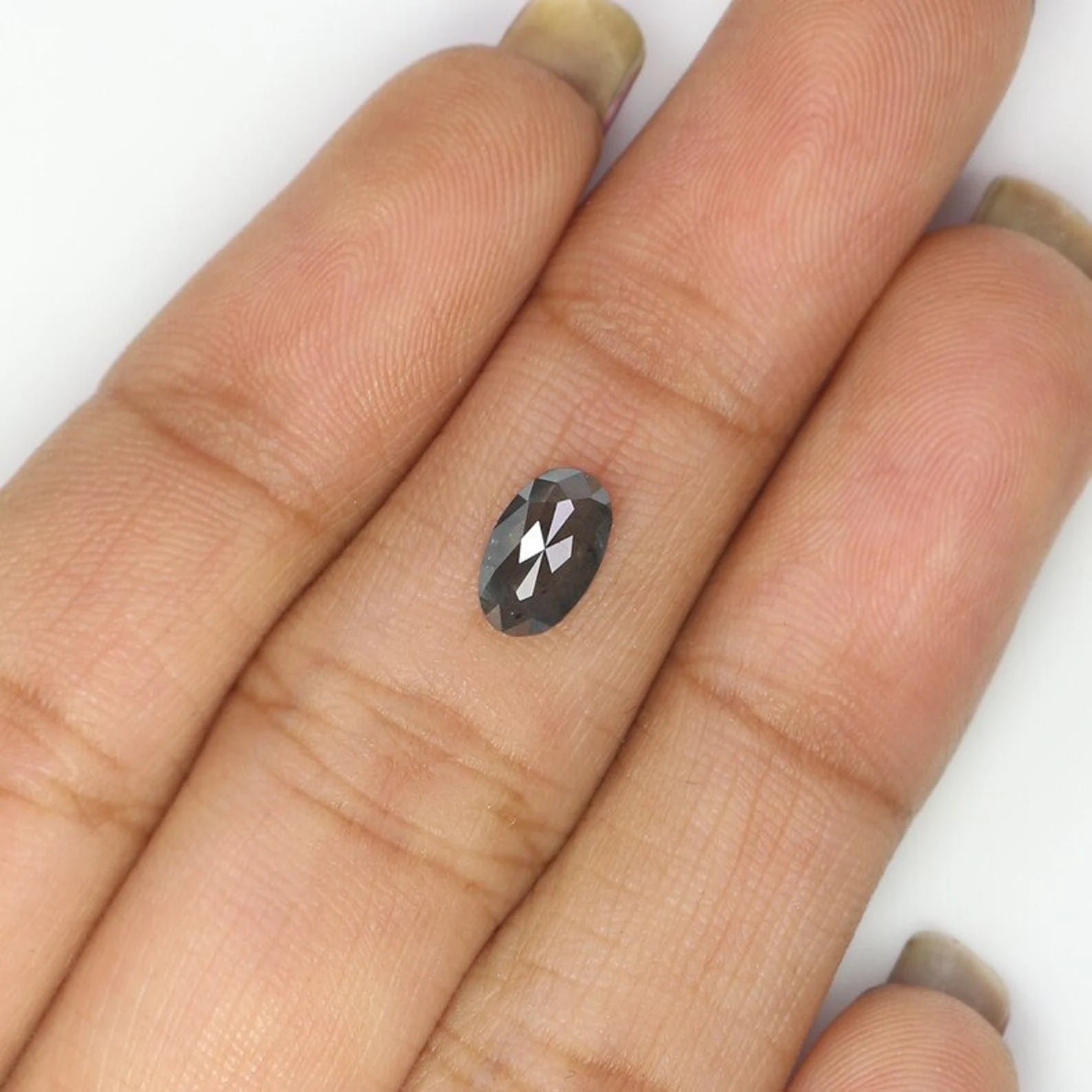 0.77 Ct Natural Loose Oval Shape Diamond Salt And Pepper Oval Diamond 7.60 MM Natural Diamond Black Grey Color Oval Rose Cut Diamond NQ804